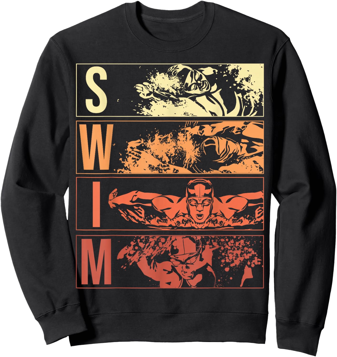 Retro Swimming Water Swim Sports Theme Swimmers Athlete Sweatshirt - Sweatshirt | Black
