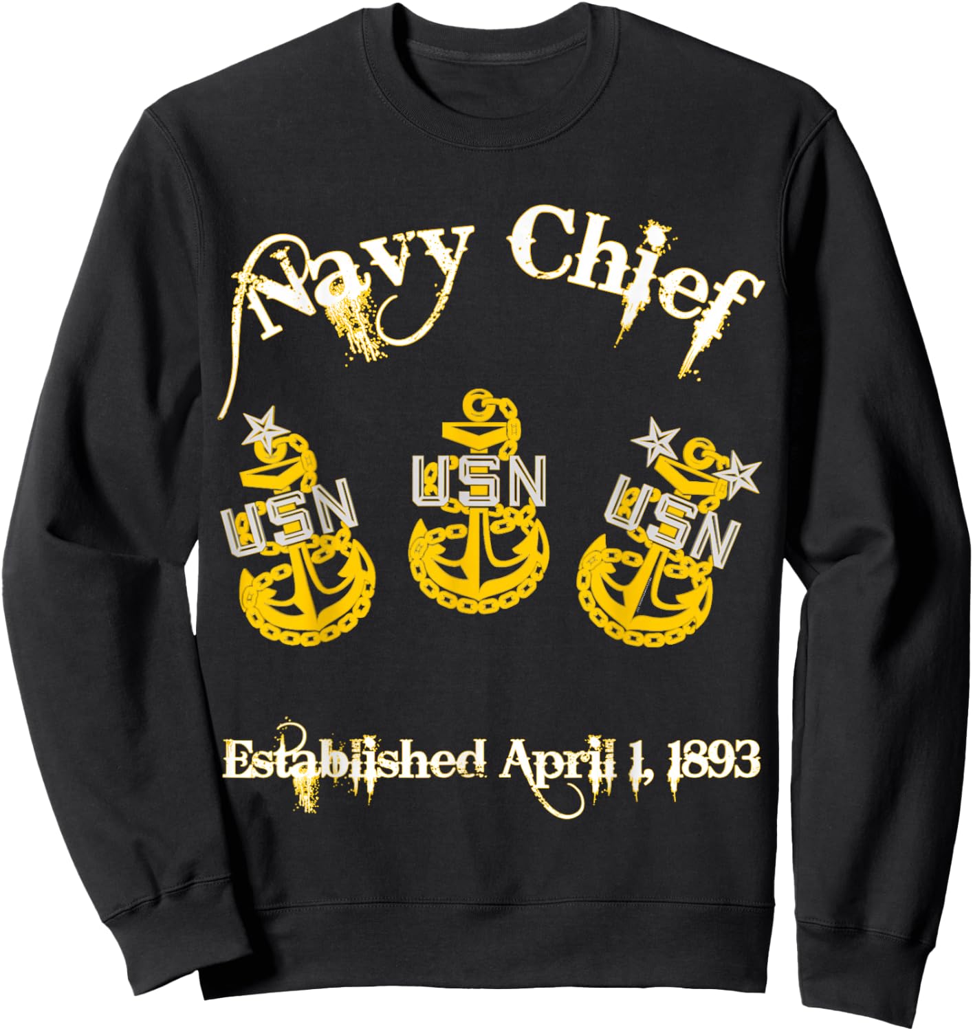 Navy Chief Tri-Anchor 1893 Sweatshirt - Sweatshirt | Black