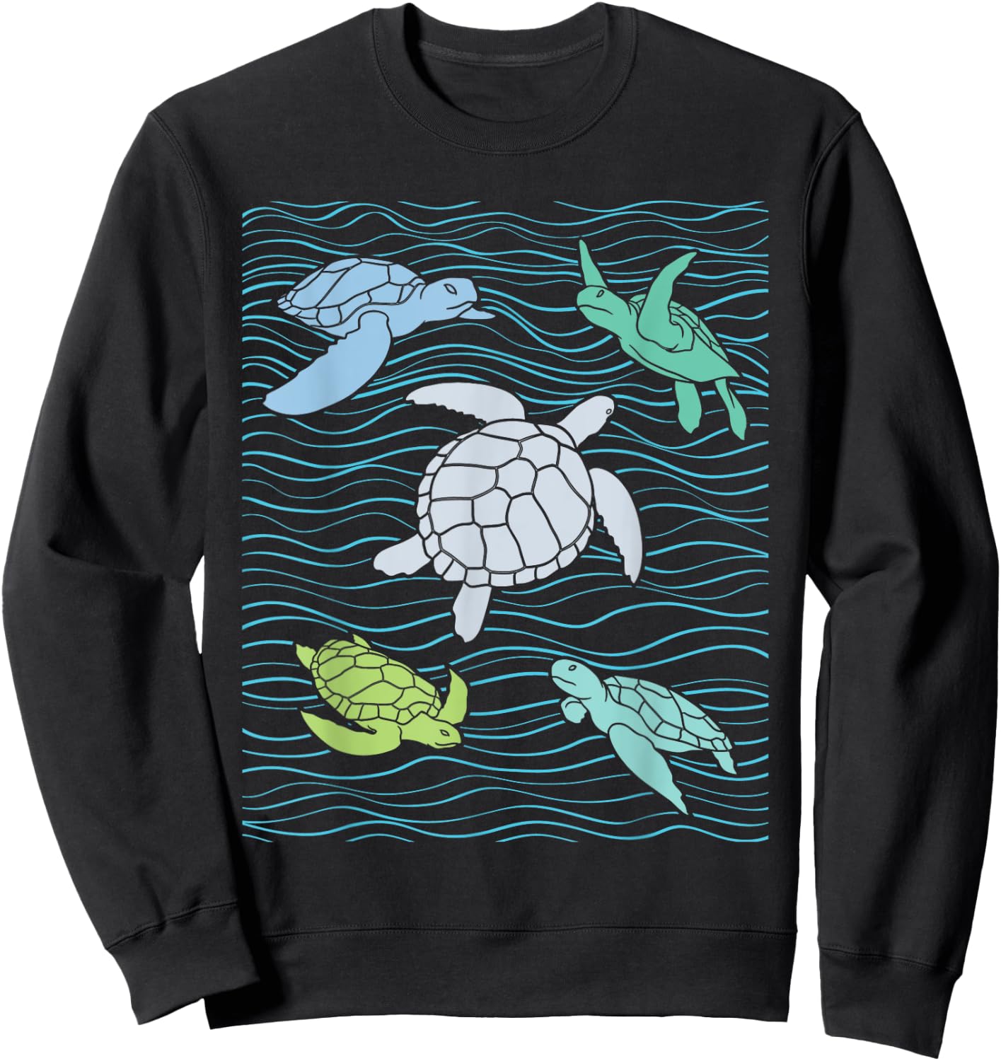 Colorful Sea Turtles - Animal Whisperer Ocean Beach Lover Sweatshirt - Sweatshirt | Black