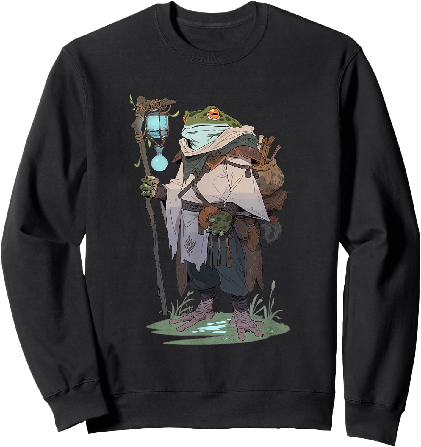 Fantasy Frog Druid hiking in the nature Sweatshirt - Sweatshirt | Black