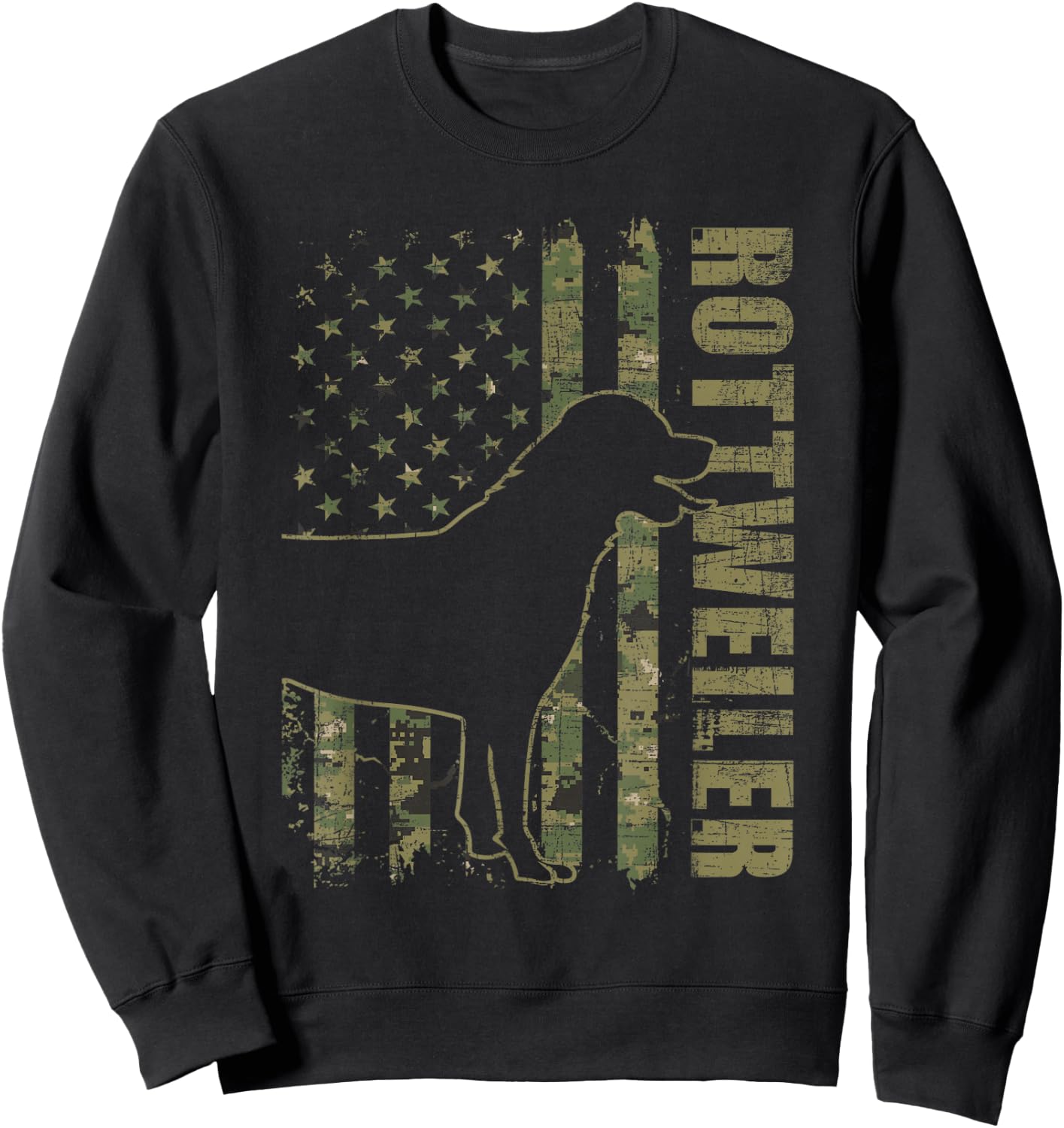 Rottweiler - USA American Flag Camouflage Dog Owner Sweatshirt - Sweatshirt | Black