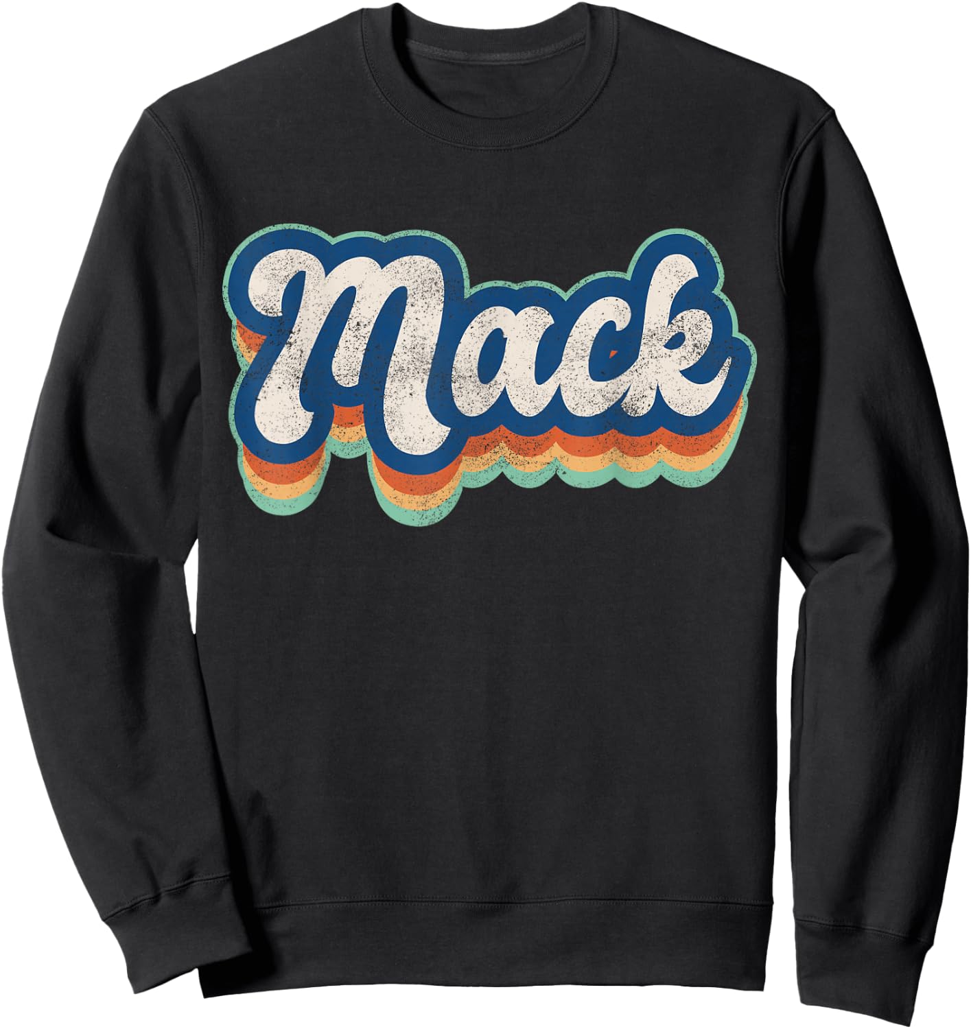 Mack First Name Boy Vintage Style 70s 80s Personalized Sweatshirt - Sweatshirt | Black