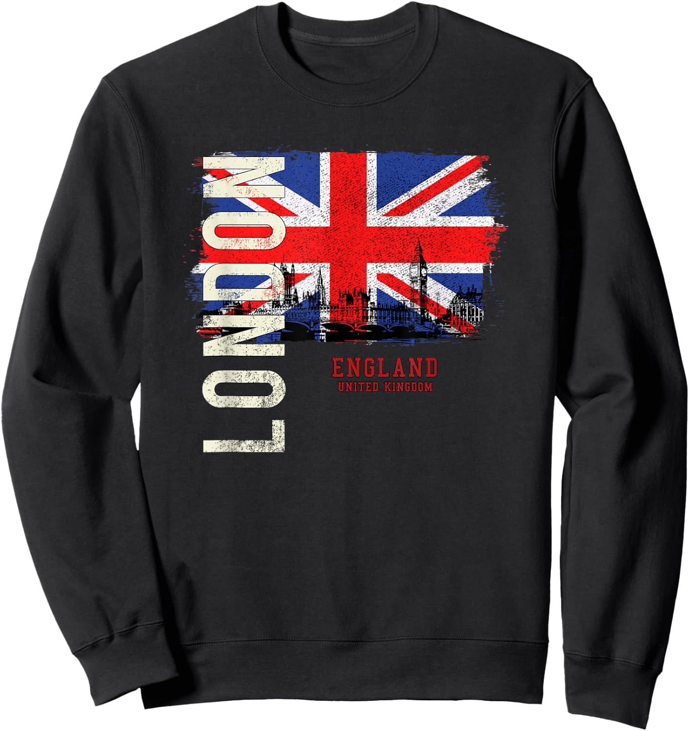 City Country Flag Banner Skyline Panorama London England Great Britain Europe Sweatshirt - Sweatshirt | Black