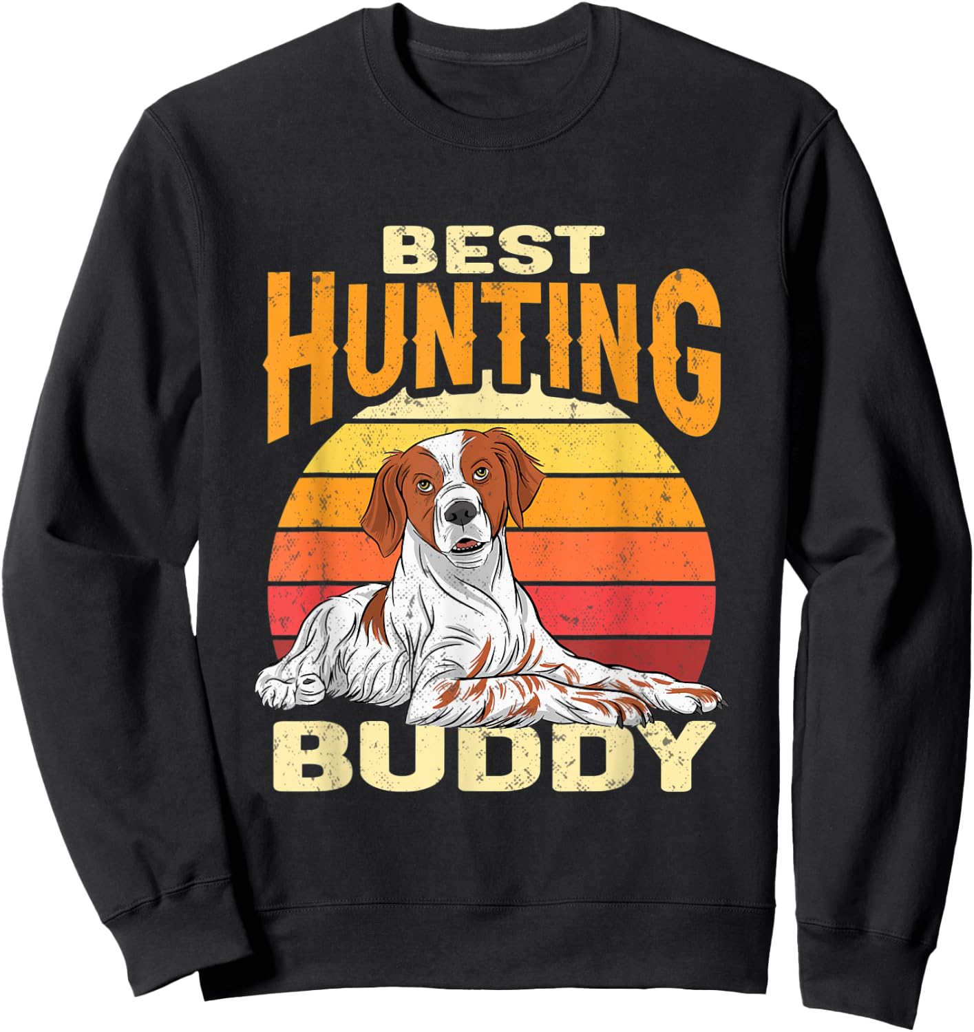 Brittany Spaniel Retro Best Hunting Buddy Brittany Dog Women Sweatshirt - Sweatshirt | Black