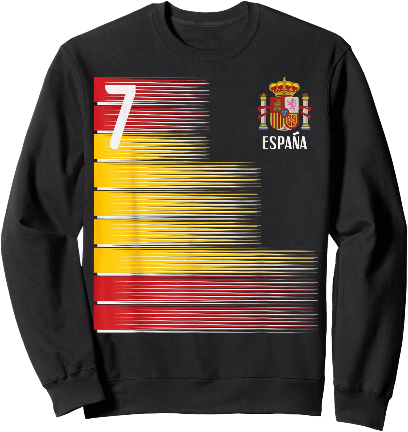 Spain Number 7 Espana Spanish Soccer Fan Men Women Kids Boys Sweatshirt - Sweatshirt | Black