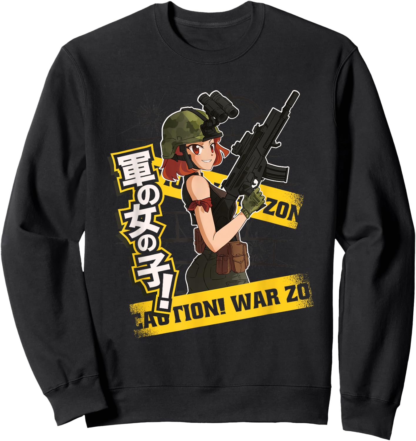 Anime Army Guns and Girls, Bullet Anime Manga Forces Cosplay Sweatshirt - Sweatshirt | Black