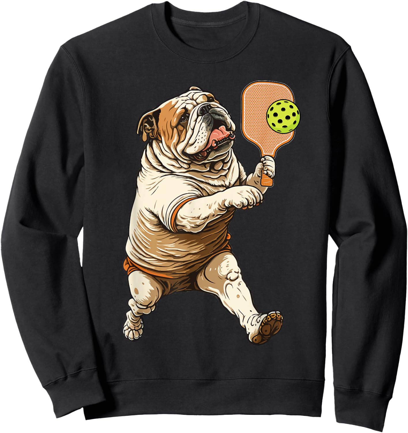 Funny Bulldog Play Pickleball Funny Bulldog lover Sweatshirt - Sweatshirt | Black