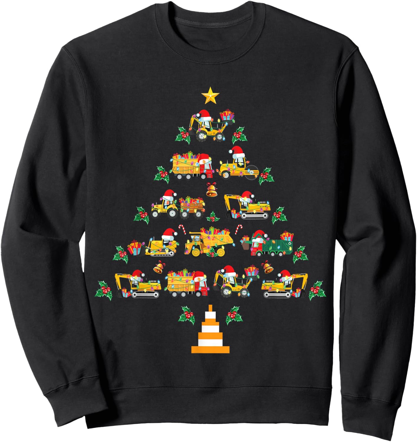 Christmas Trucks Boys Kids Funny Christmas Tree Truck Sweatshirt - Sweatshirt | Black