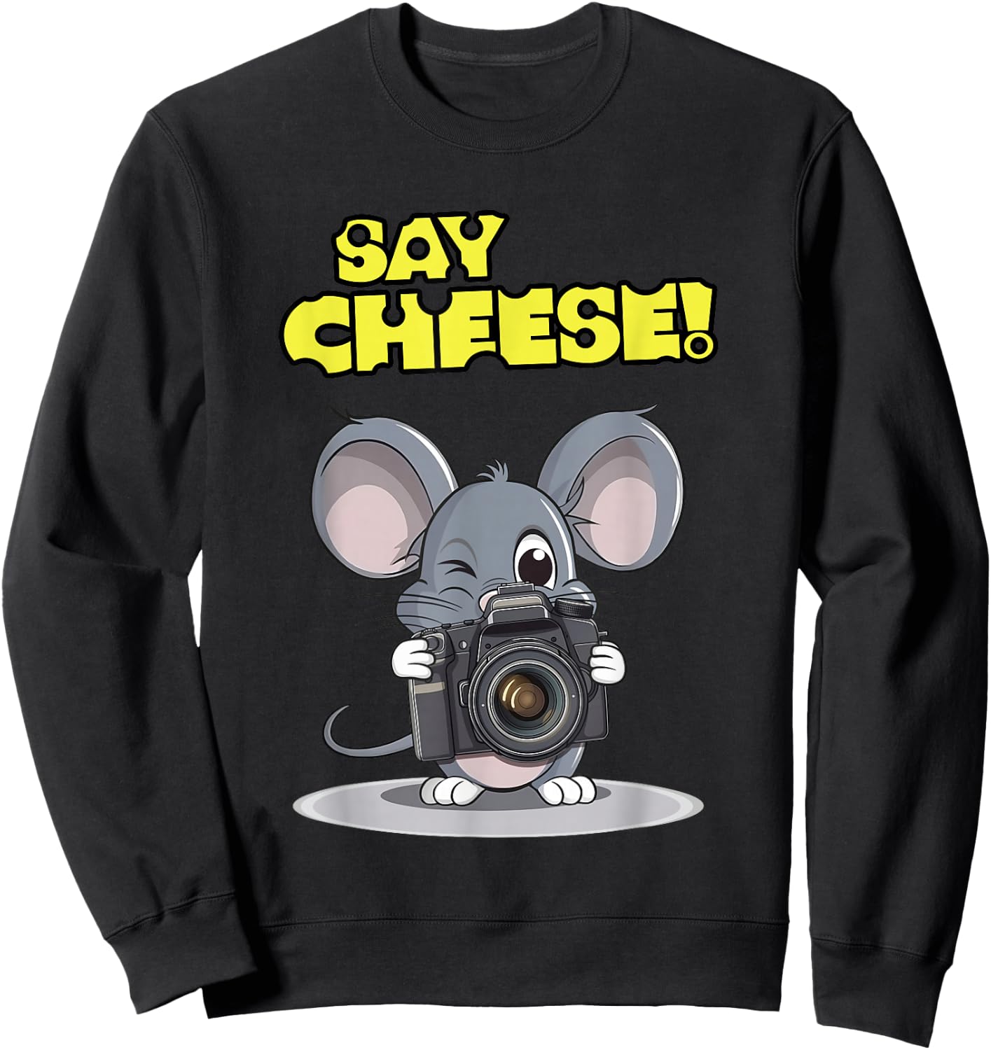 Say Cheese Funny Mouse Photographer Photo Camera Humor Sweatshirt - Sweatshirt | Black