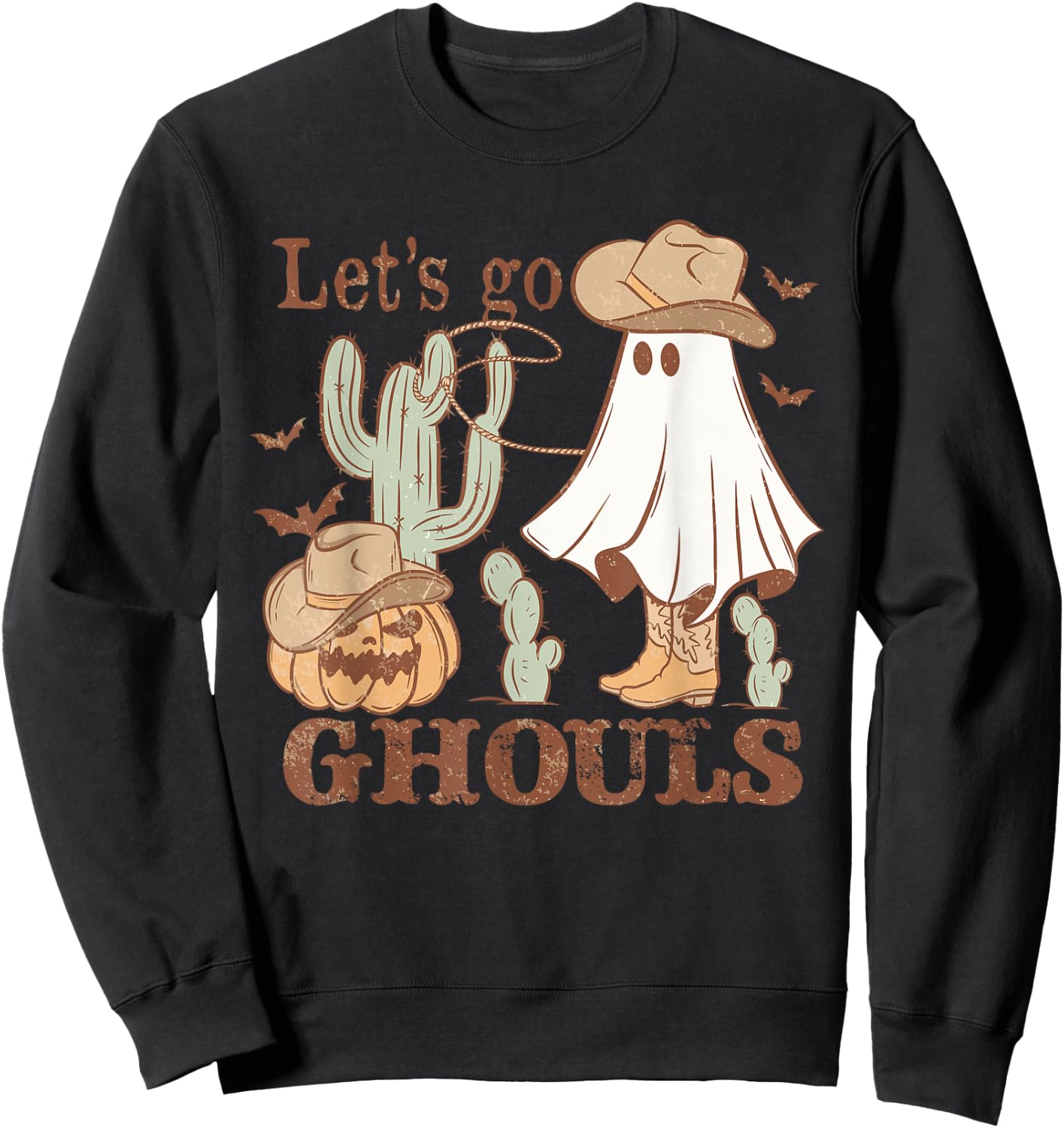 Let´s go Ghoul Ghost Cowboy Hat Lasso Rodeo Halloween Sweatshirt - Sweatshirt | Black