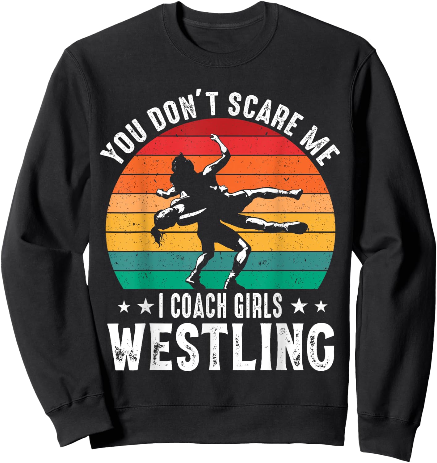 Girls Scholastic Wrestling Coach Folkstyle Wrestling Retro Sweatshirt - Sweatshirt | Black