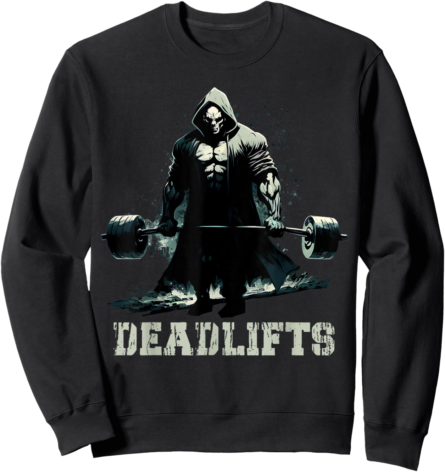 Deadlifts Funny Gym Leg Day Grim Reaper Deadlifting Weights Sweatshirt - Sweatshirt | Black