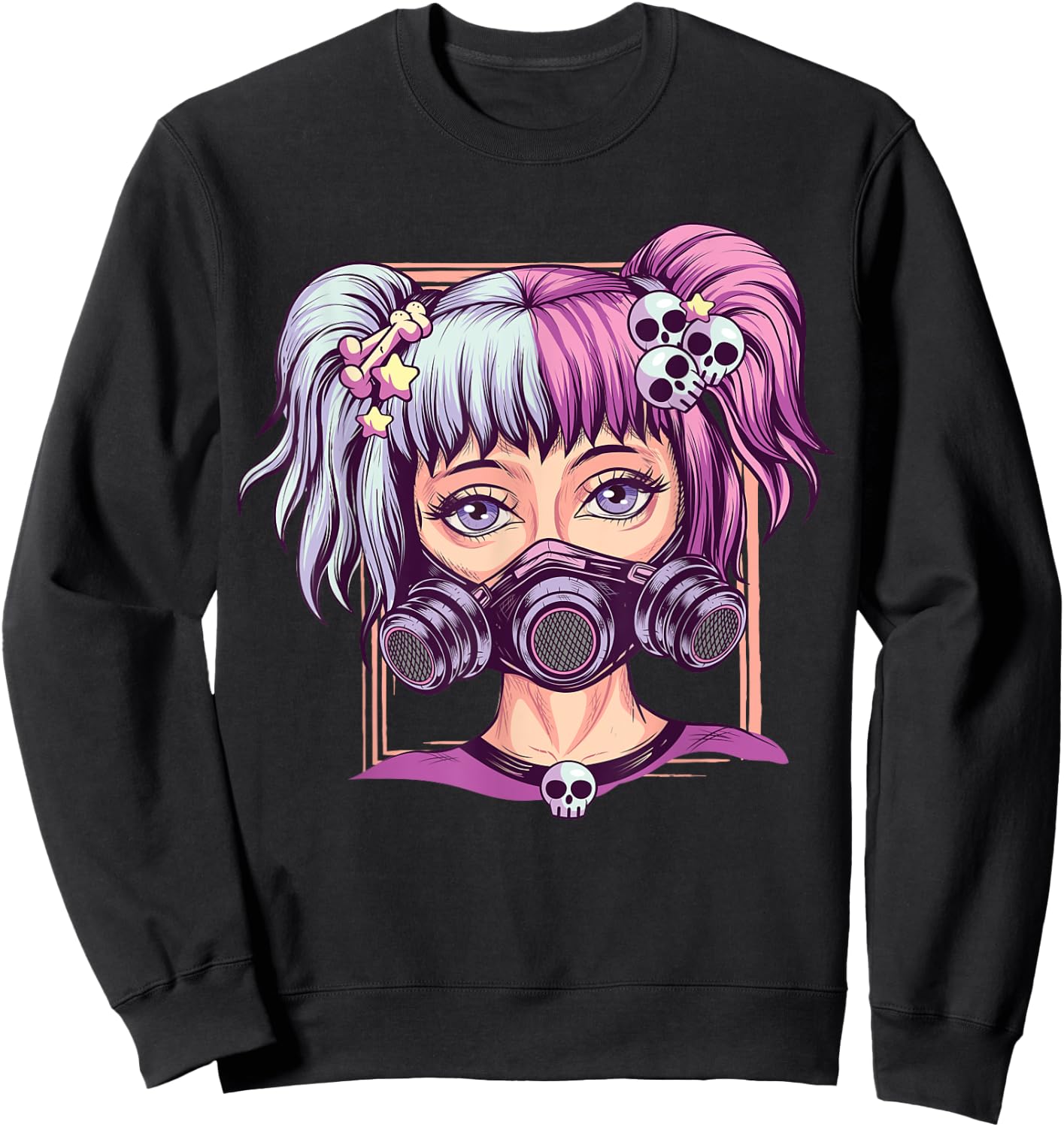 Steampunk Pastel Goth Girl Creepy Anime Cyber Punk Nu Goth Sweatshirt - Sweatshirt | Black