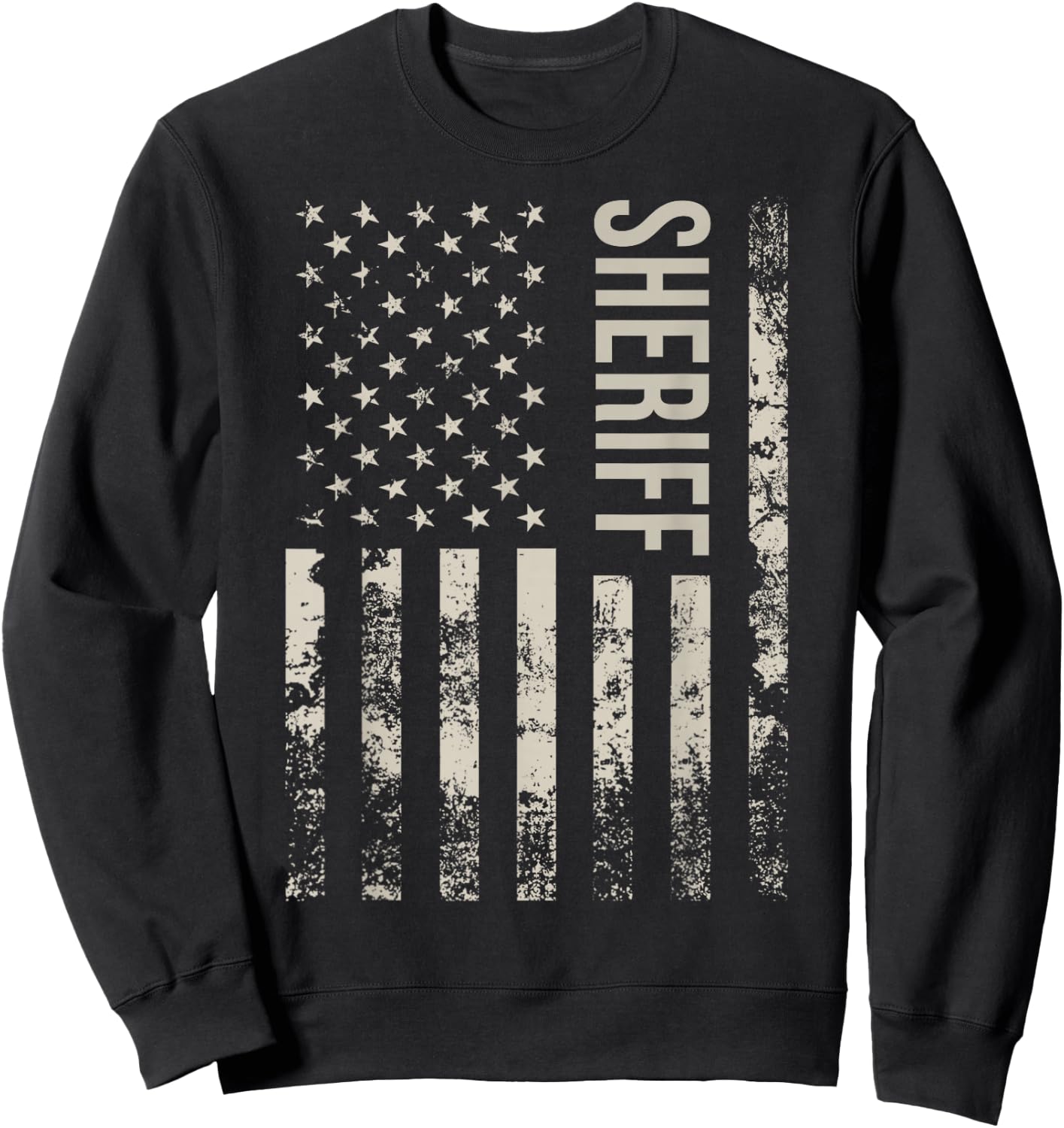 Vintage US American Flag Sheriff Sweatshirt - Sweatshirt | Black