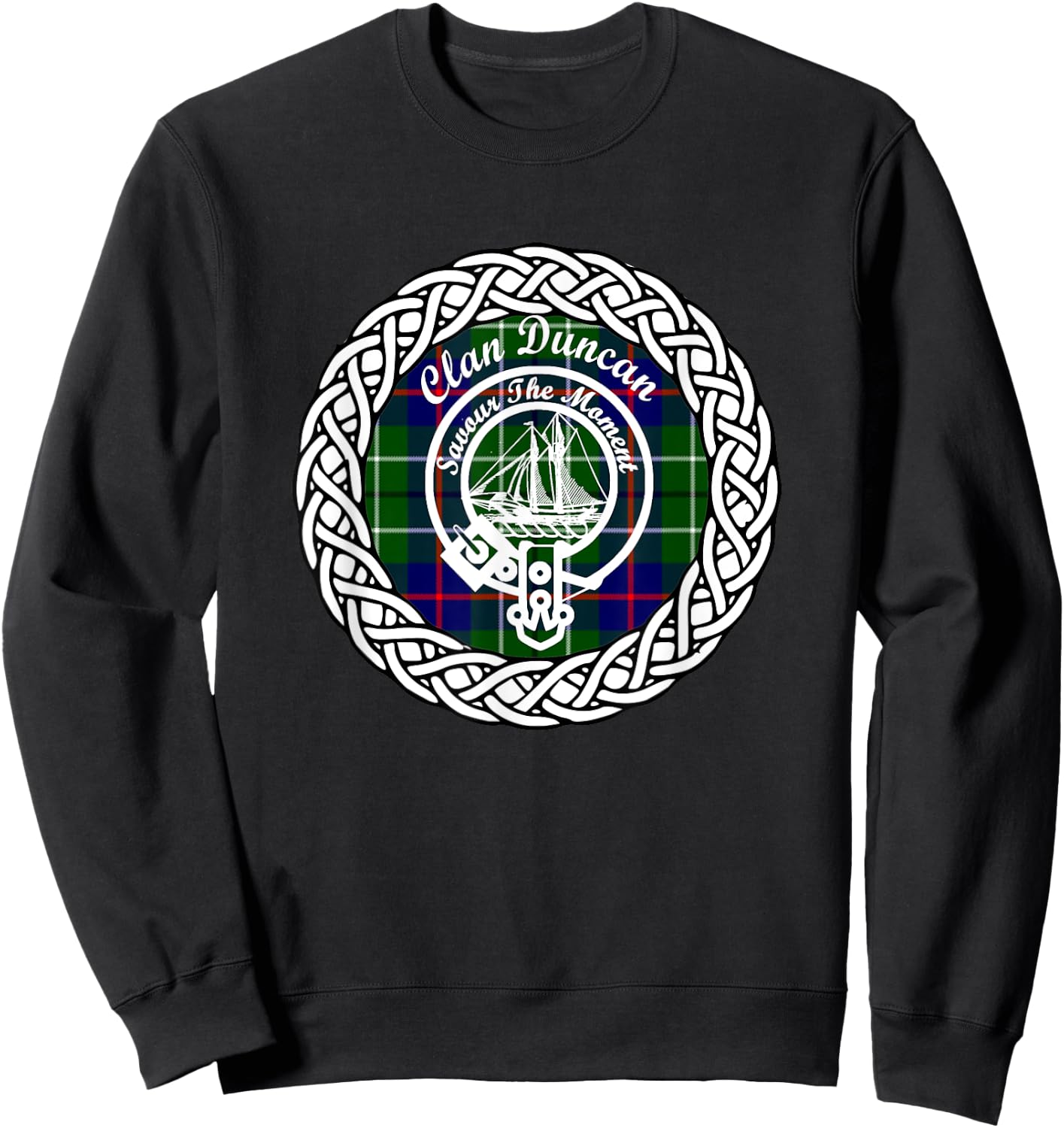 Duncan Scottish Clan Crest and Tartan Sweatshirt - Sweatshirt | Black