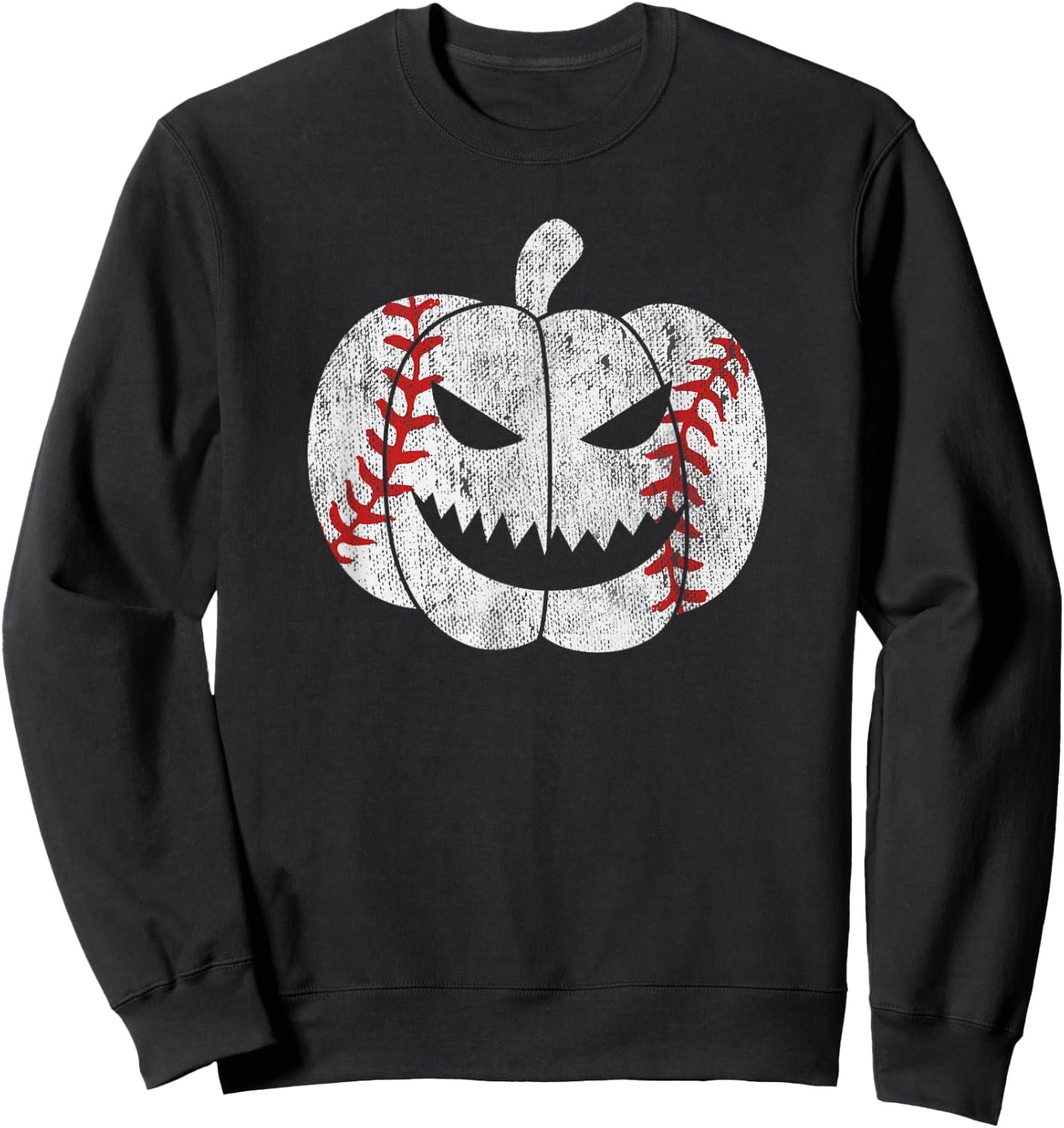 Baseball Player Scary Pumpkin Vintage Costume Halloween Sweatshirt - Sweatshirt | Black