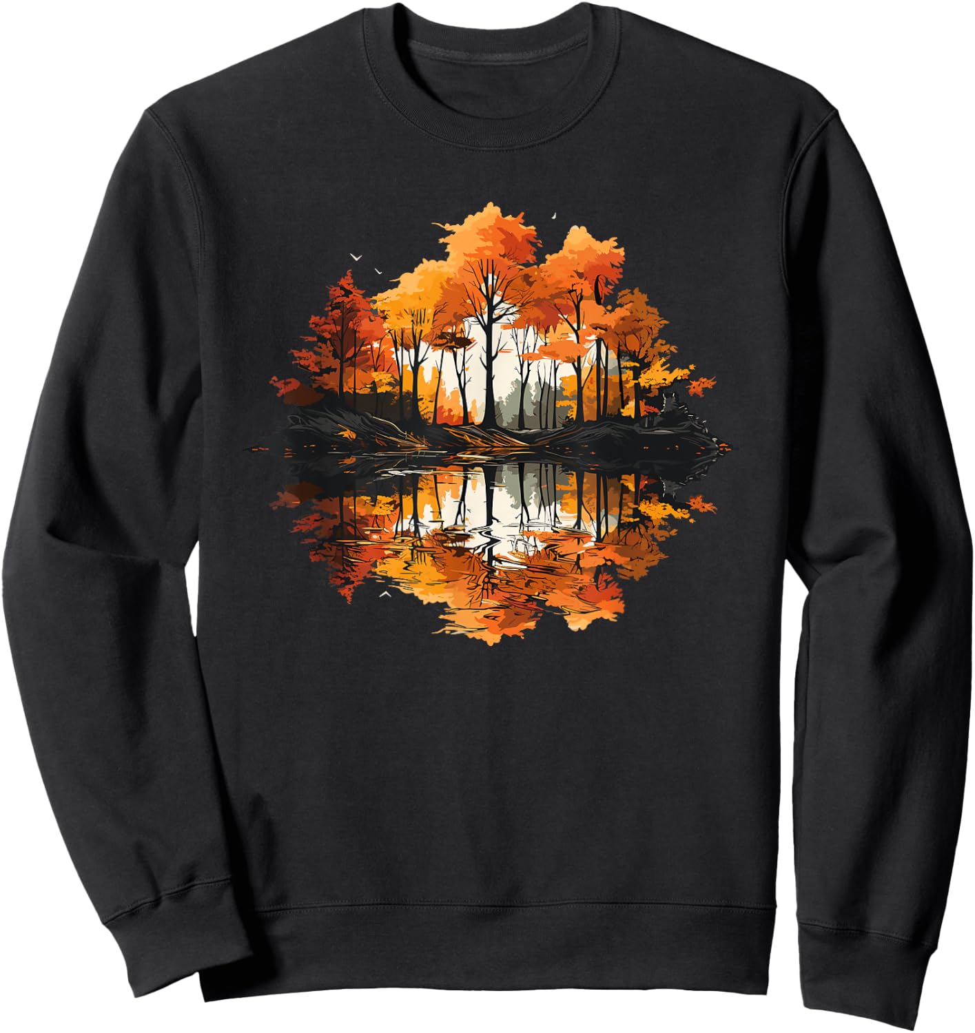 Nature Reflection Forest Trees Outdoor Wildlife Sweatshirt - Sweatshirt | Black