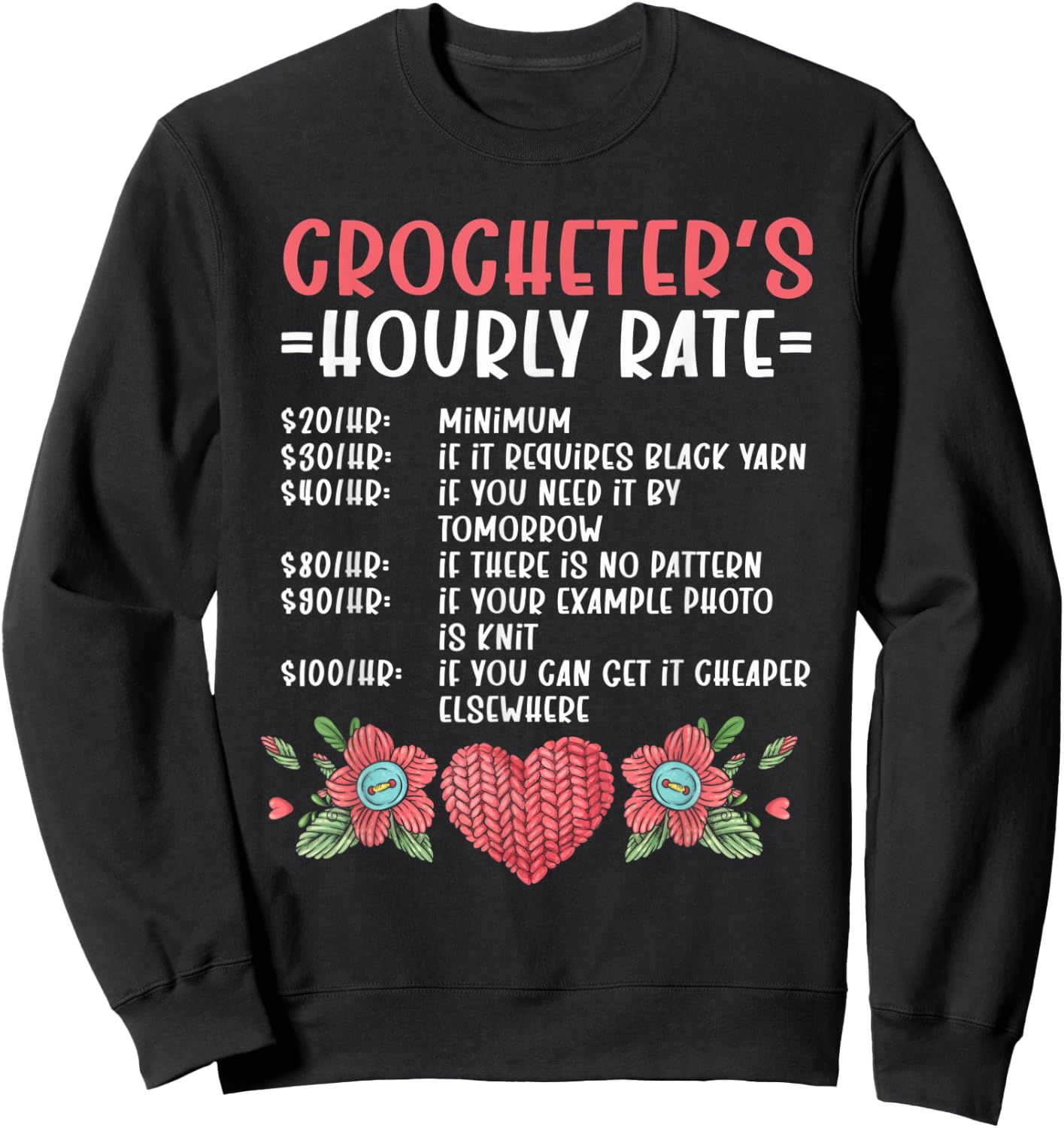 Crochet Yarn Crocheting Sweatshirt - Sweatshirt | Black
