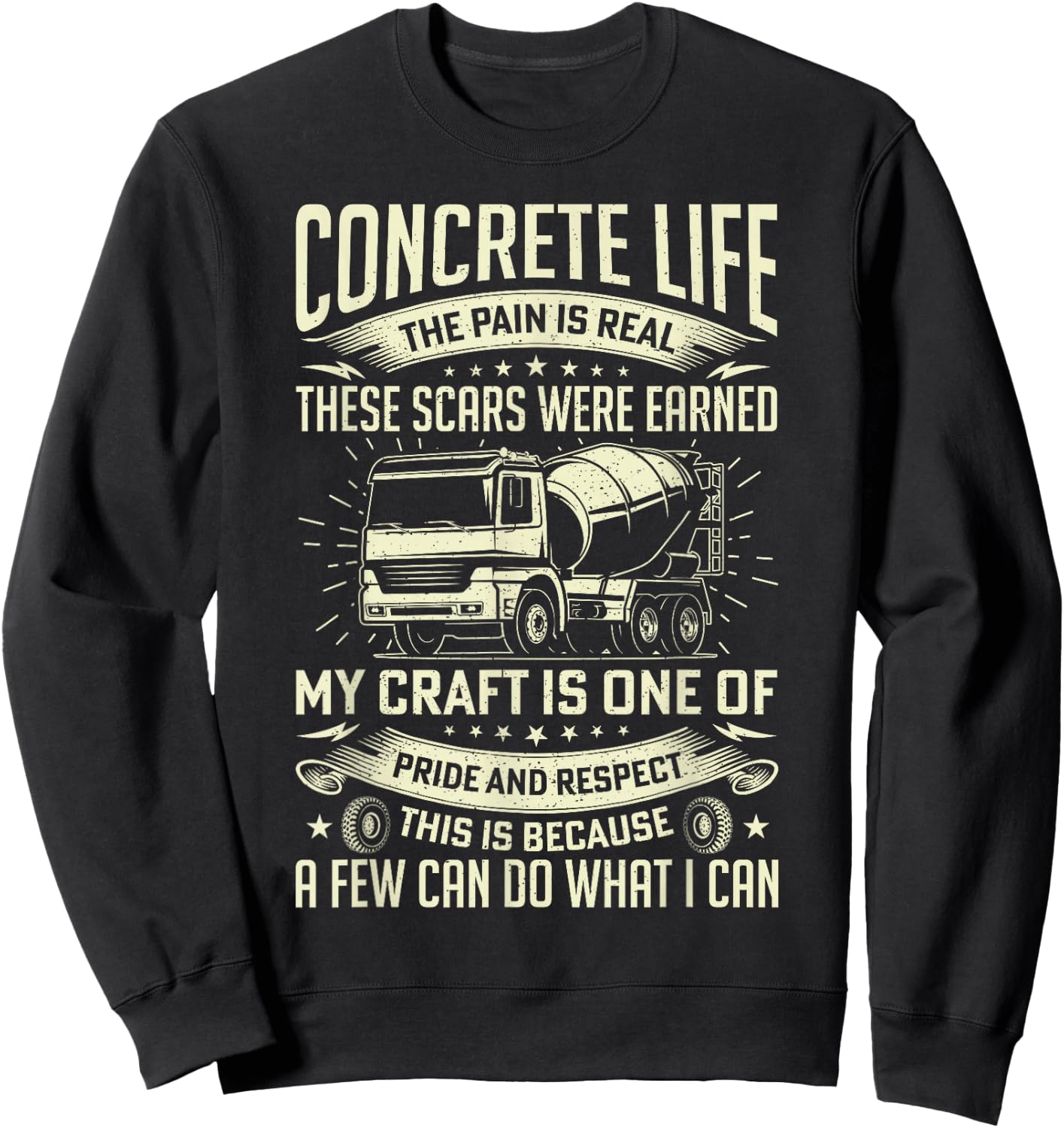 Concrete Life Funny Concrete Finisher Cement Worker Dad Sweatshirt - Sweatshirt | Black