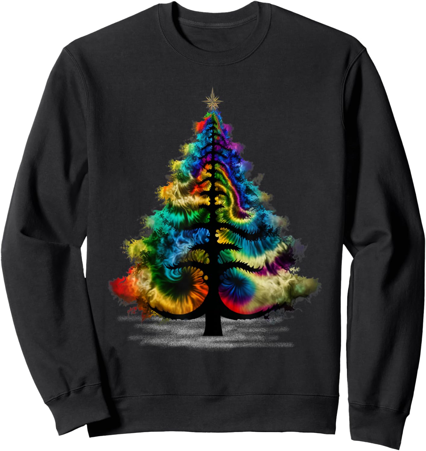 Christmas Tree Tie Dye Colorful Shirt Men Women Cute Tree Sweatshirt - Sweatshirt | Black