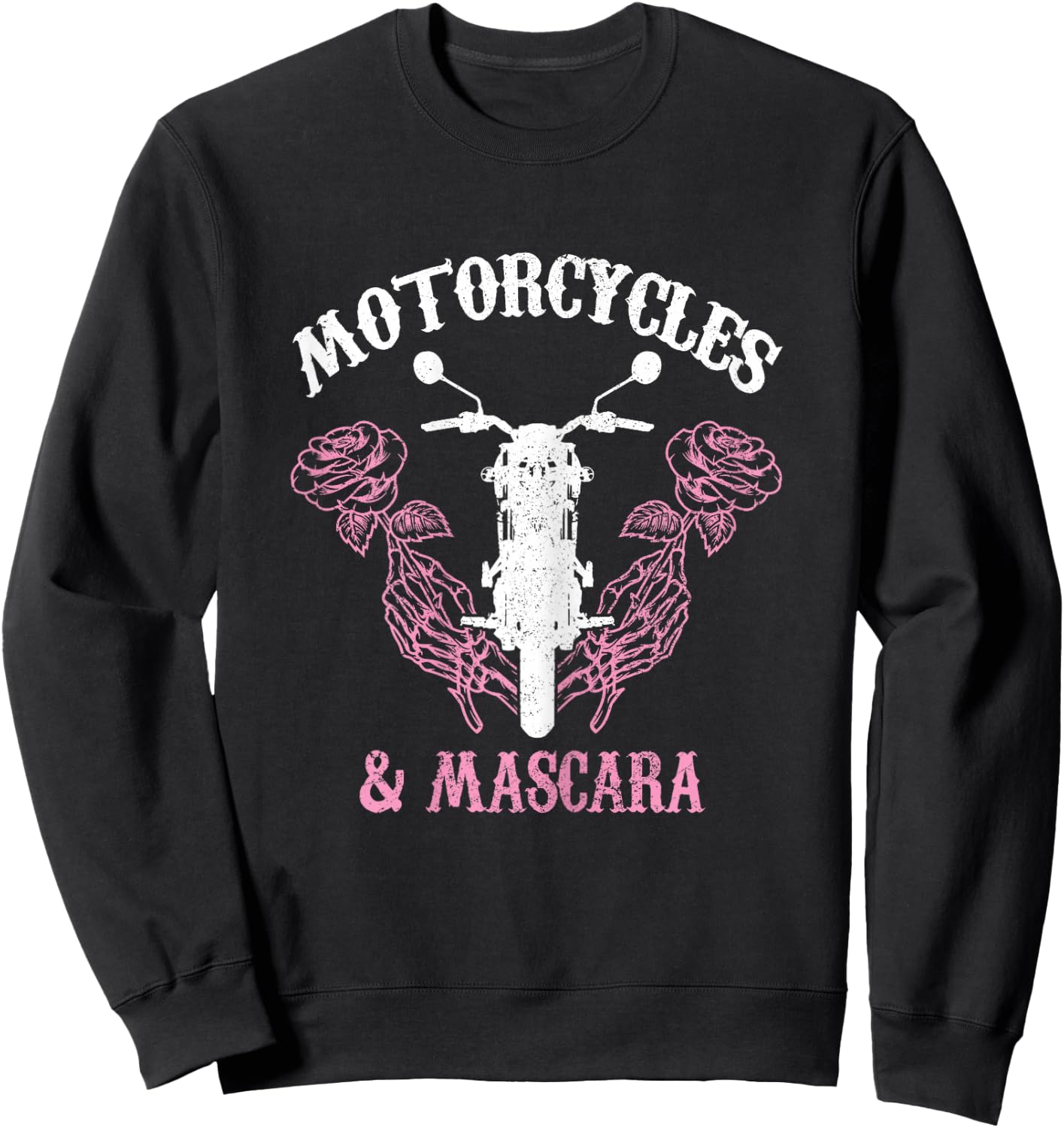 Motorcycles & Mascara Biker Girl Vintage Sweatshirt - Sweatshirt | Black