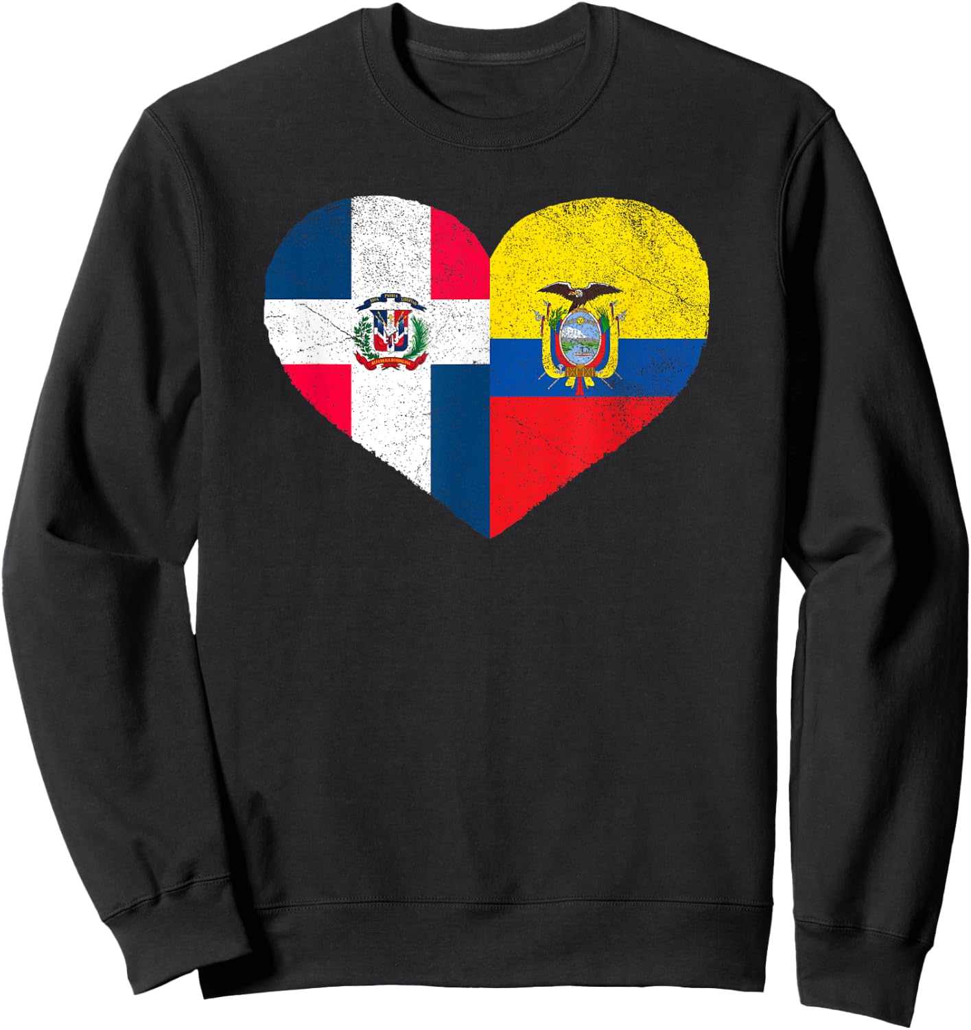 Dominican Ecuadorian Flag Heart Dominican Ecuador Sweatshirt - Sweatshirt | Black