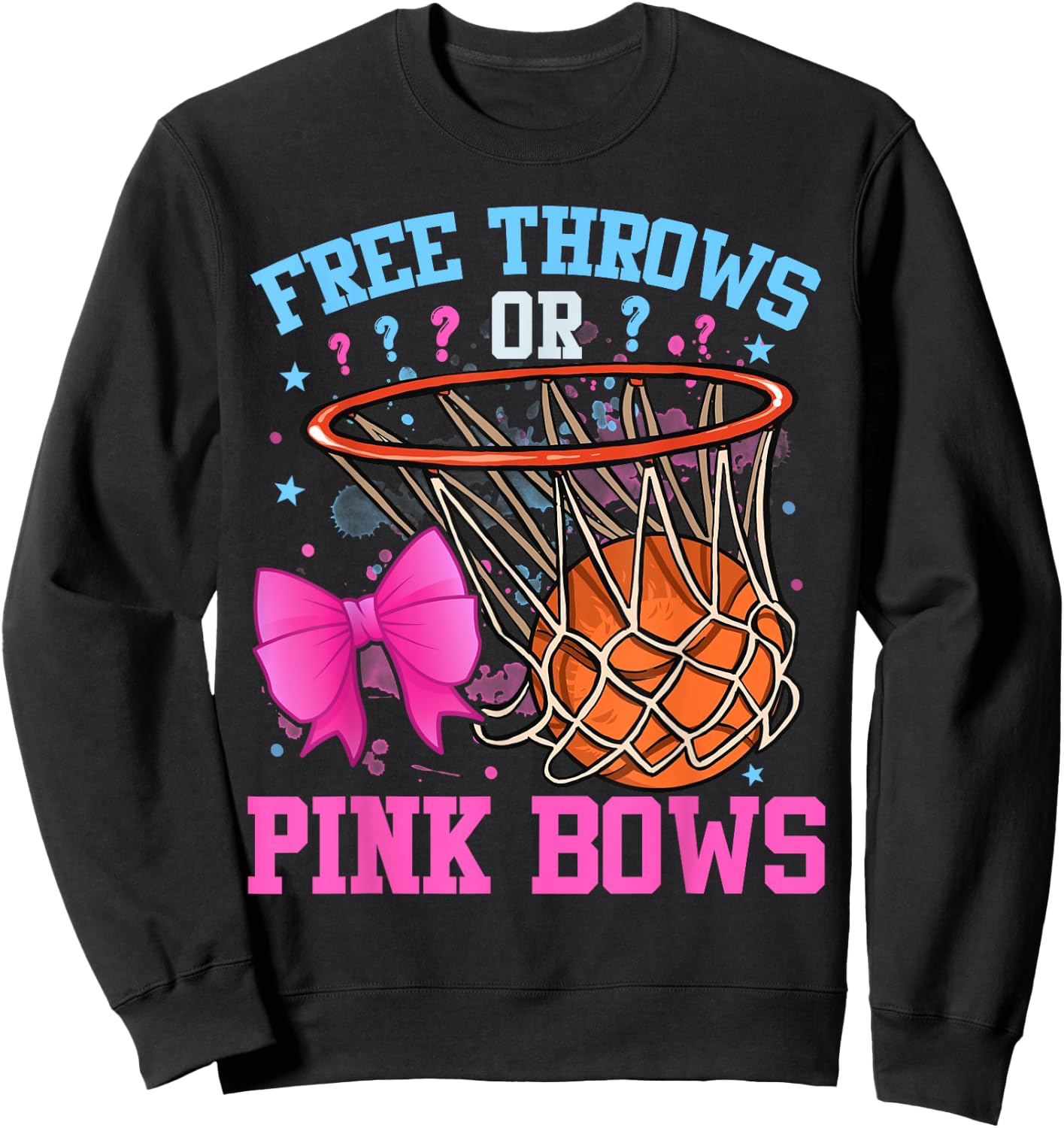 Free Throws or Pink Bows Pregnancy Basketball Pink or Blue Sweatshirt - Sweatshirt | Black