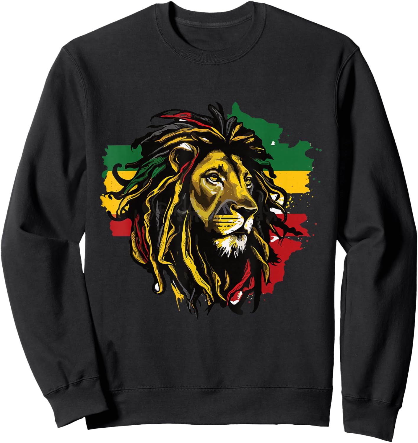 Jamaican Lion Jamaican Rasta Flag Lion Of Judah Reggae Music Sweatshirt - Sweatshirt | Black