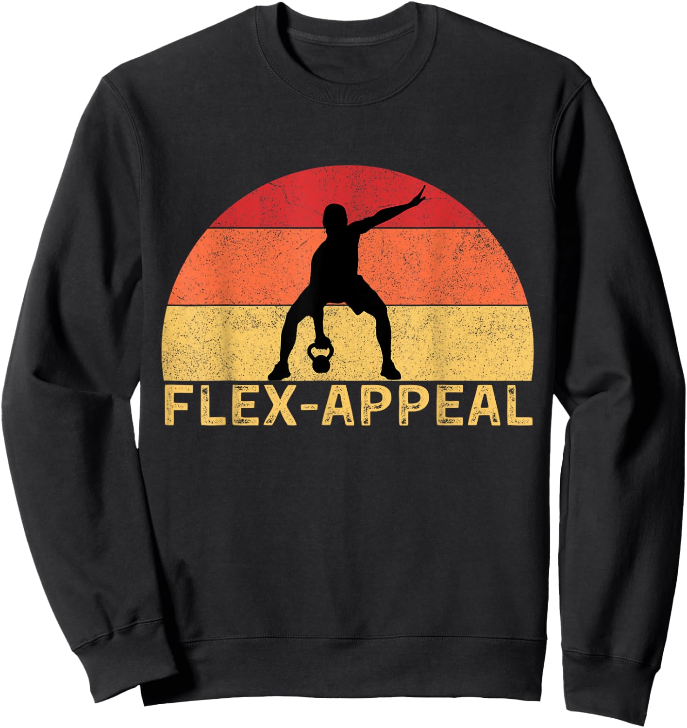 Flex-Appeal Gym Workout Half Retro Sunset Funny Sweatshirt - Sweatshirt | Black