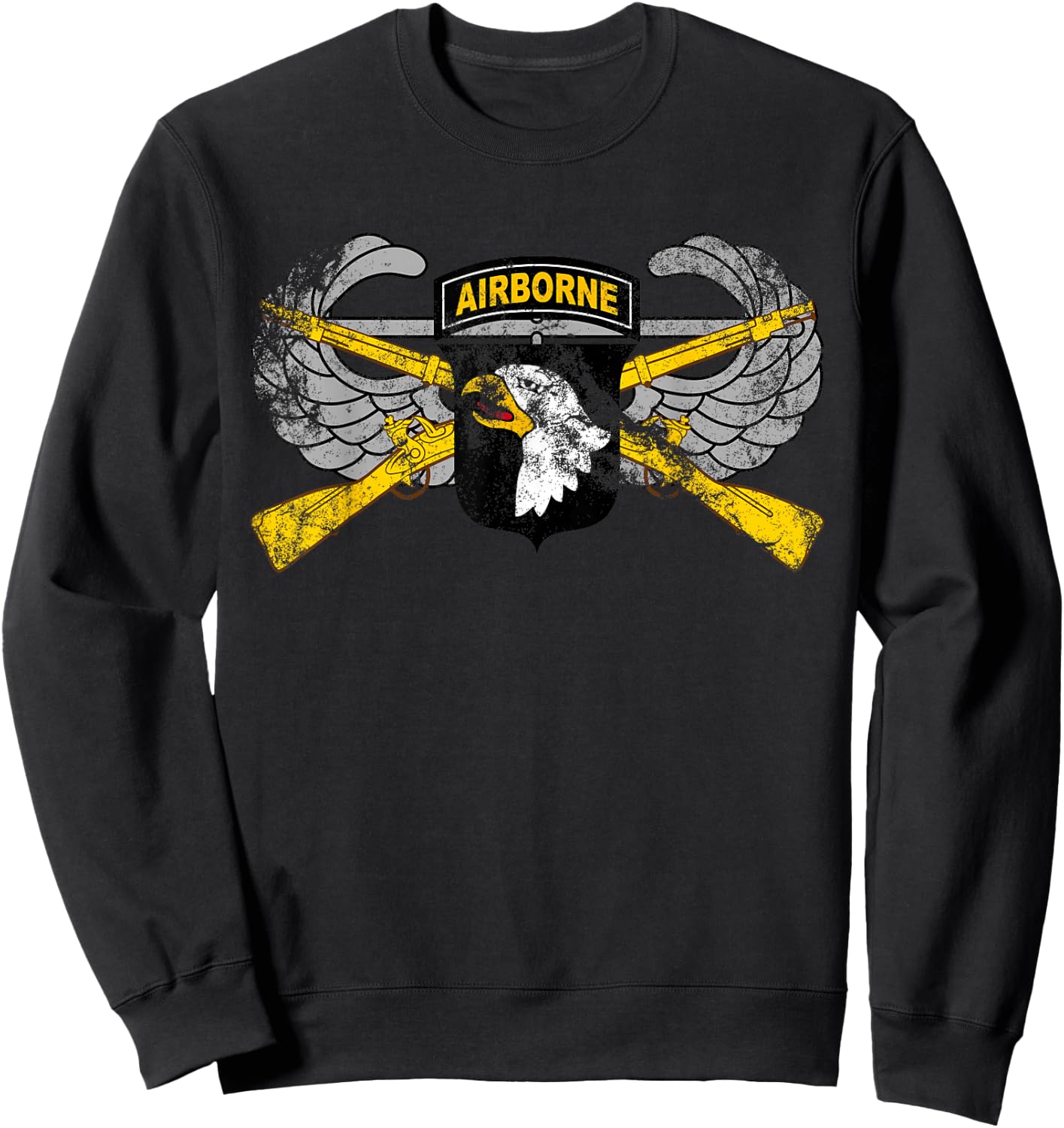 101st Airborne Patch - Infantry Rifles and Air Assault Wings Sweatshirt - Sweatshirt | Black