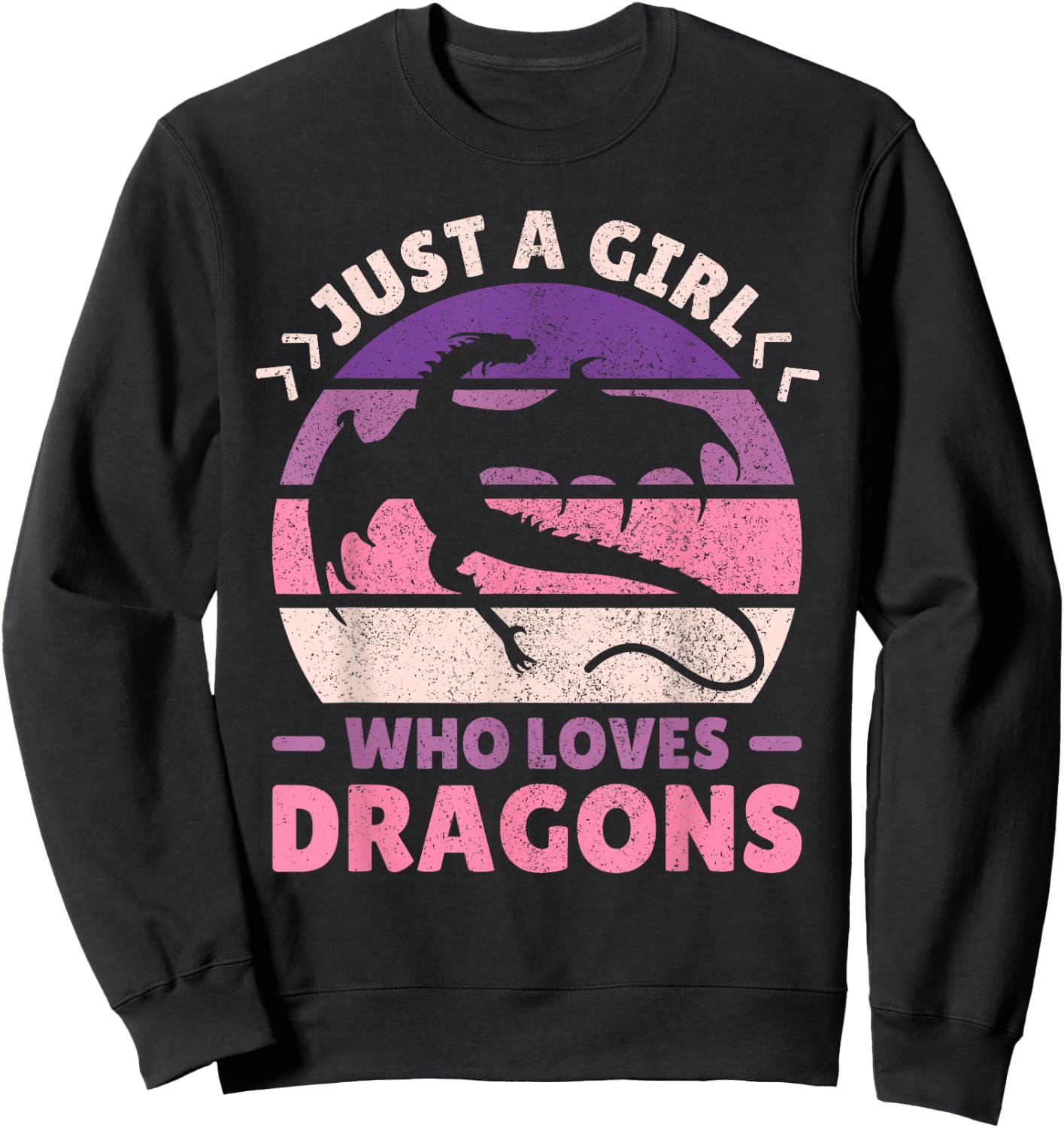 Just A Girl Who Loves Dragons Women Girls Kids Cute Dragon Sweatshirt - Sweatshirt | Black