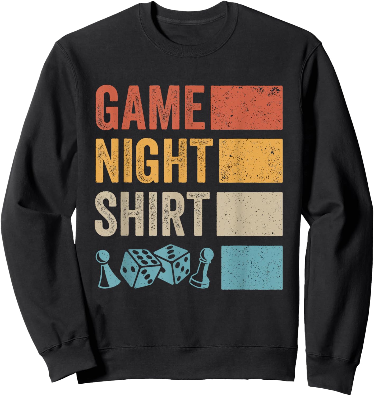 Retro Boardgaming Game Night Sweatshirt - Sweatshirt | Black
