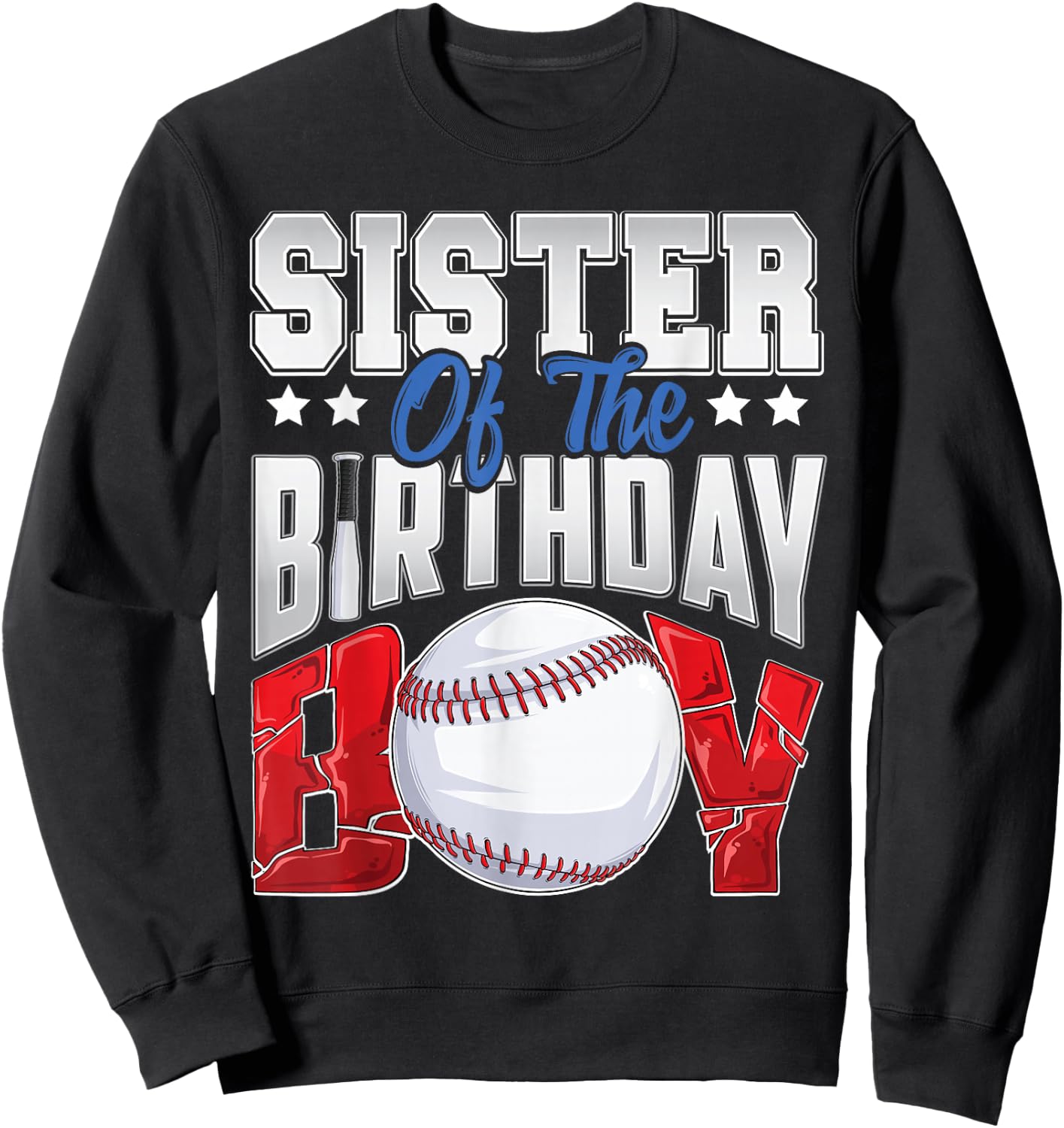 Sister Baseball birthday Boy Family Baller b-day Party Sweatshirt - Sweatshirt | Black