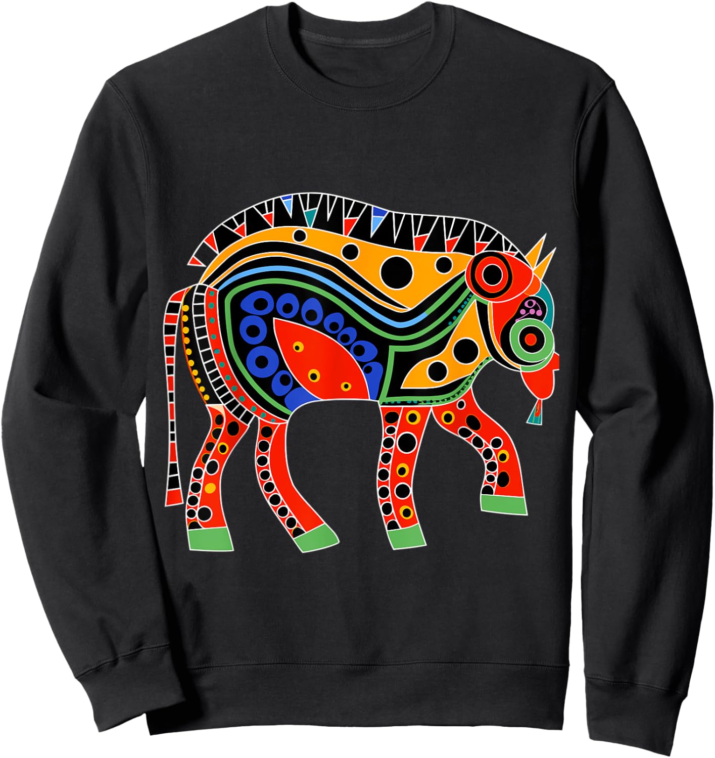 Native American Bison Pacific Northwest Coast Art Style Sweatshirt - Sweatshirt | Black