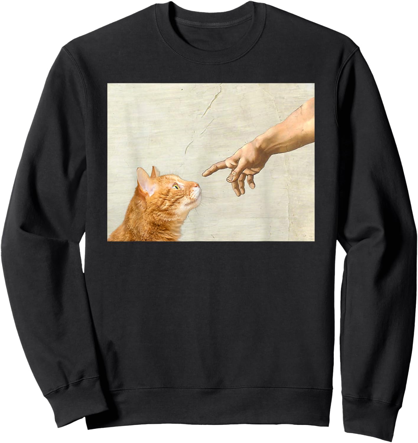 Cute Aesthetic Funny Cat Art Graphic y2k Teen Girl Sweatshirt - Sweatshirt | Black