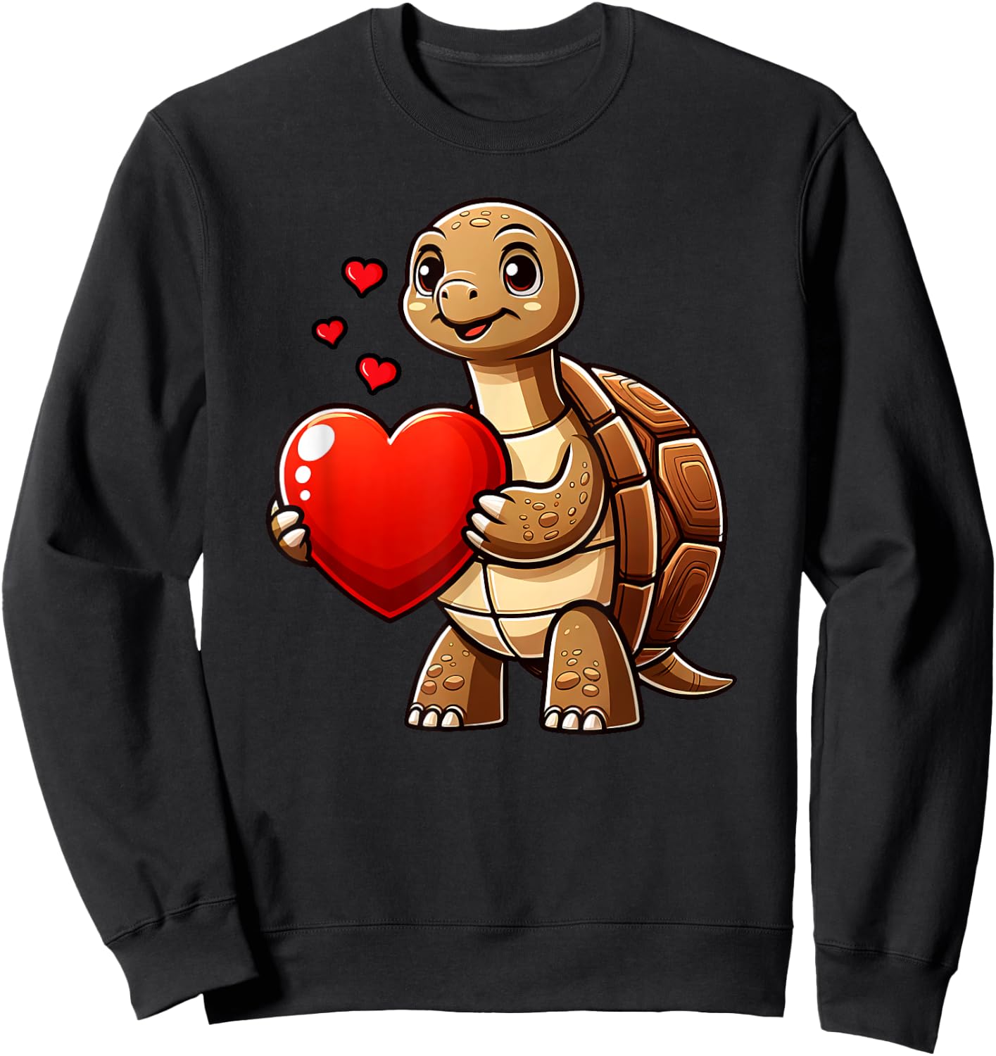 Sulcata Tortoise Turtle Valentines Heart Lover Funny Boys Sweatshirt - Sweatshirt | Black