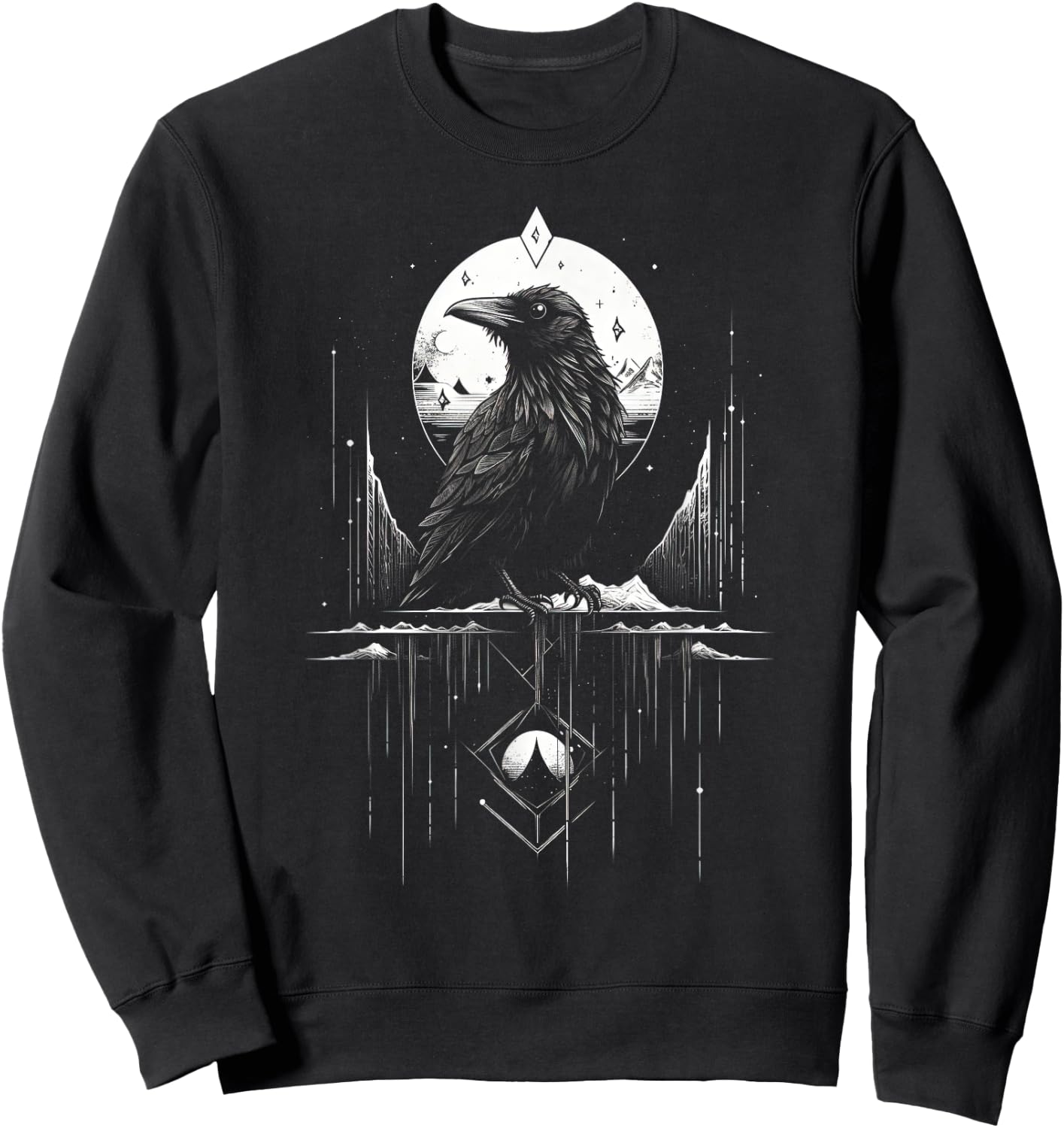 Raven Crow Dark Bird Witchcraft Omens Midnight Sweatshirt - Sweatshirt | Black