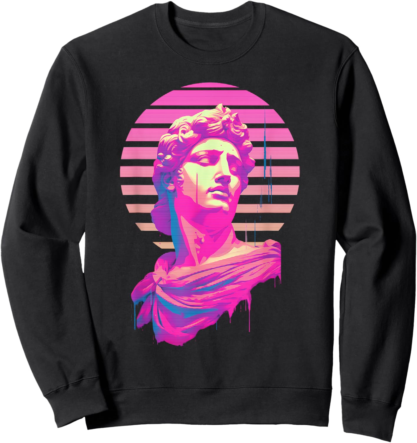 Apollo Vaporwave Aesthetic Greek God Retrowave Graphic Sweatshirt - Sweatshirt | Black