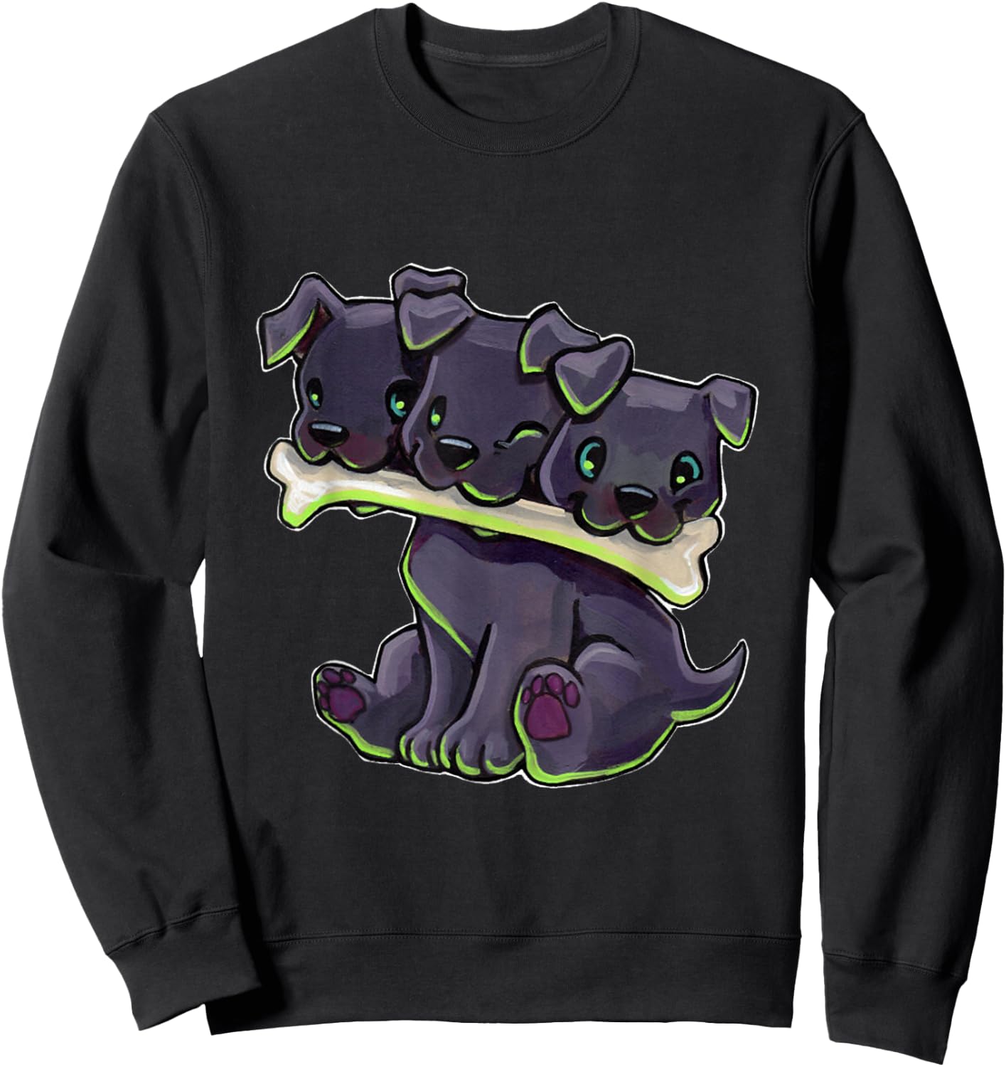 Cerberus Cute - Funny Dog Sweatshirt - Sweatshirt | Black