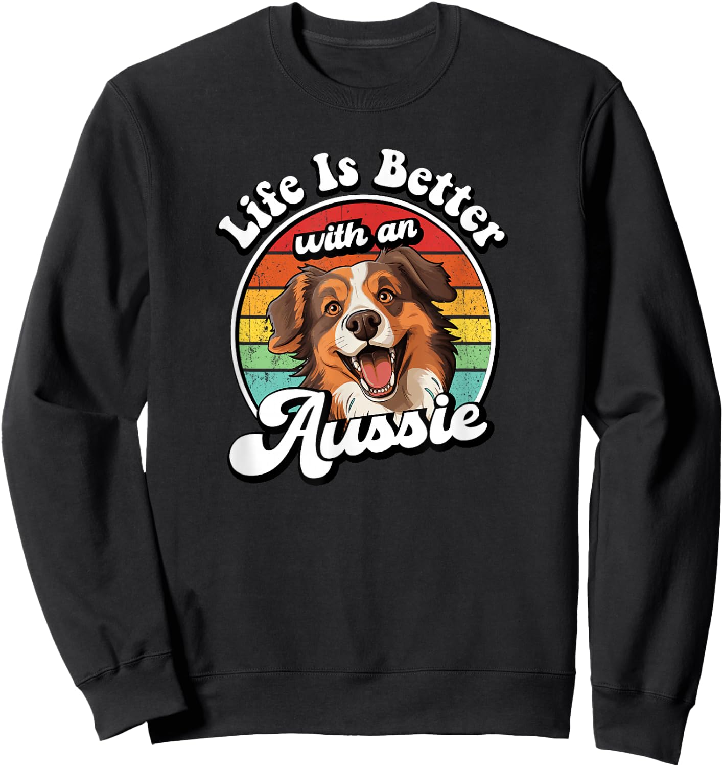 Retro Vintage Life Is Better Red Aussie Lover Sweatshirt - Sweatshirt | Black