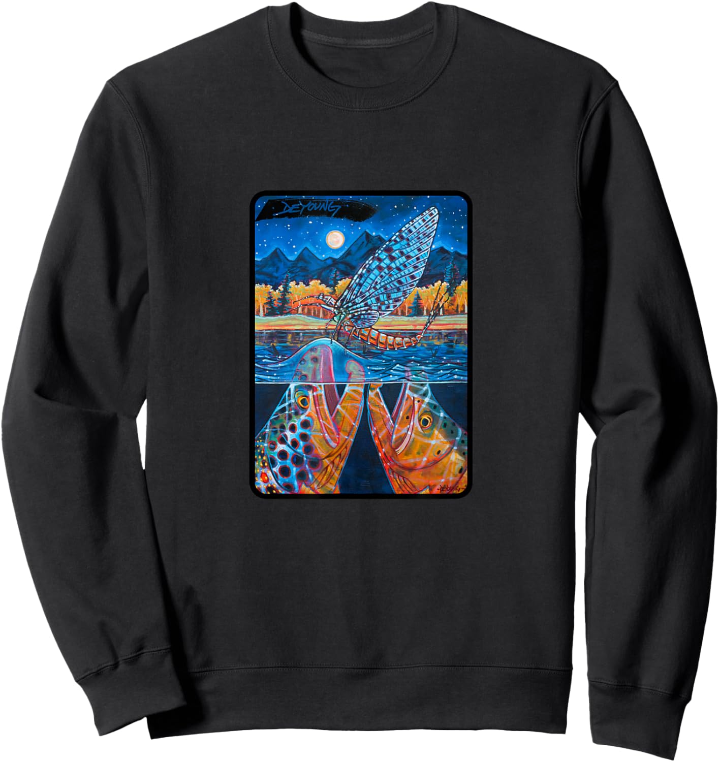 Teton Riser Trout Fishing Derek DeYoung Sweatshirt - Sweatshirt | Black