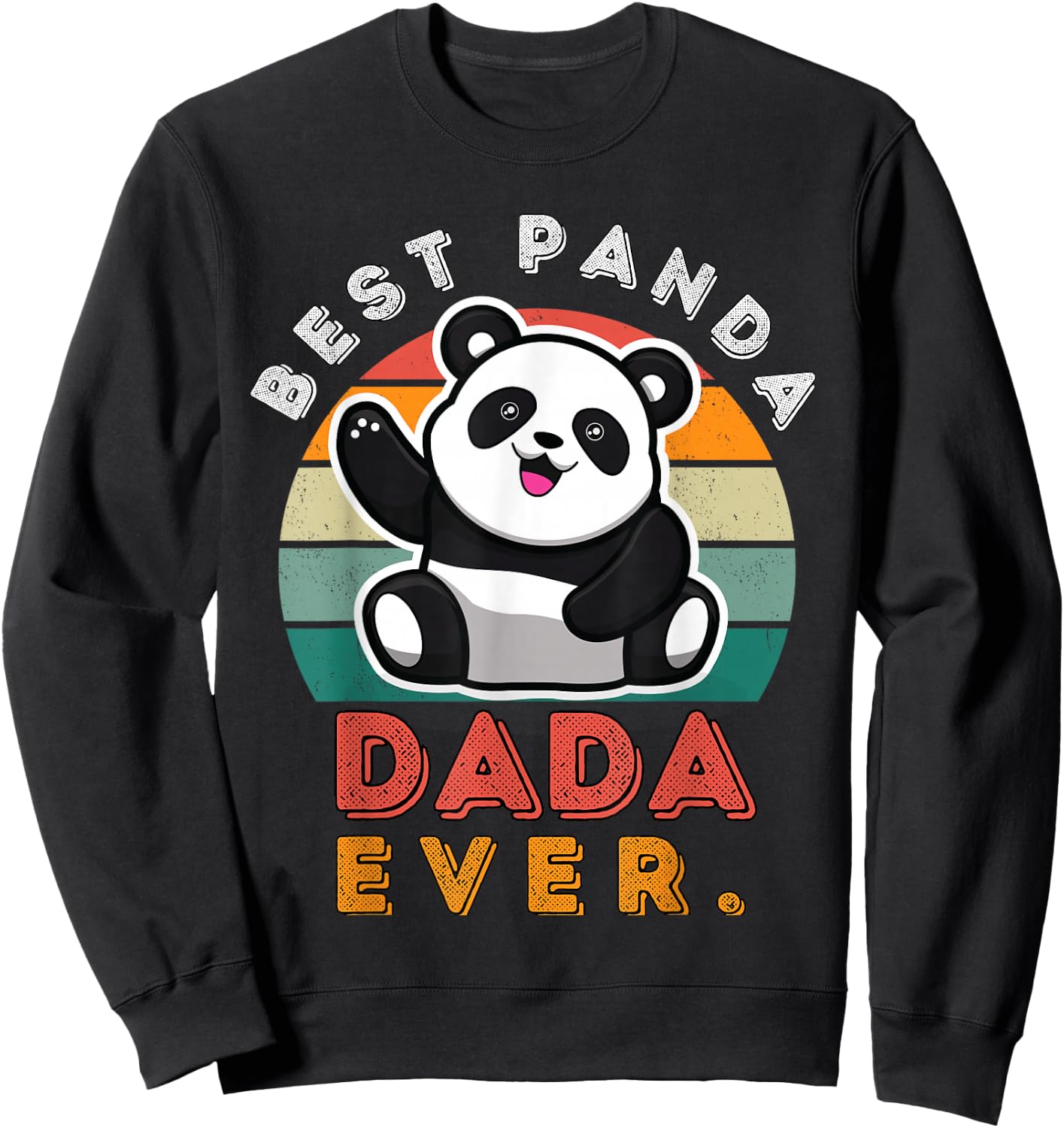Best Panda Dada Ever Vintage Retro Sunset Kungfu Panda Sweatshirt - Sweatshirt | Black