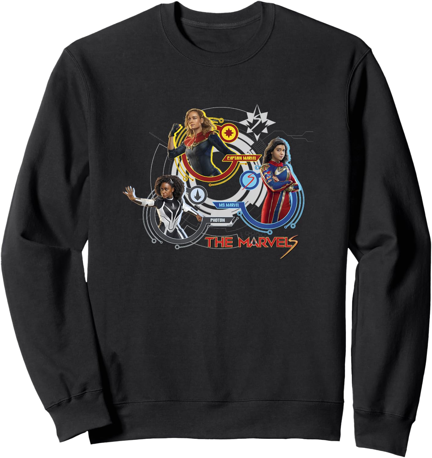 Marvel The Marvels Super Hero Tech Screen Group Badges Sweatshirt - Sweatshirt | Black