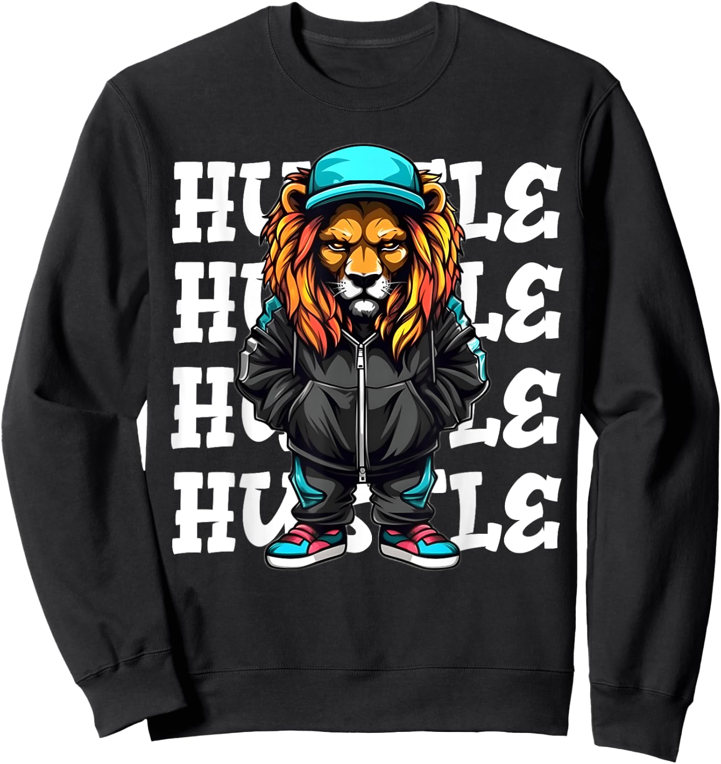 Hip Hop Lion Hustle Money Urban Animal Streetwear Boys Sweatshirt - Sweatshirt | Black
