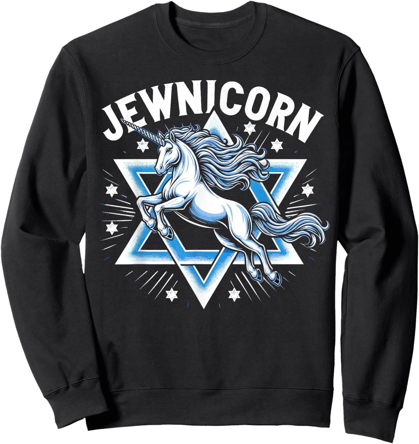 Jewnicorn Funny Jewish Hanukkah Jewnicorn Sweatshirt - Sweatshirt | Black