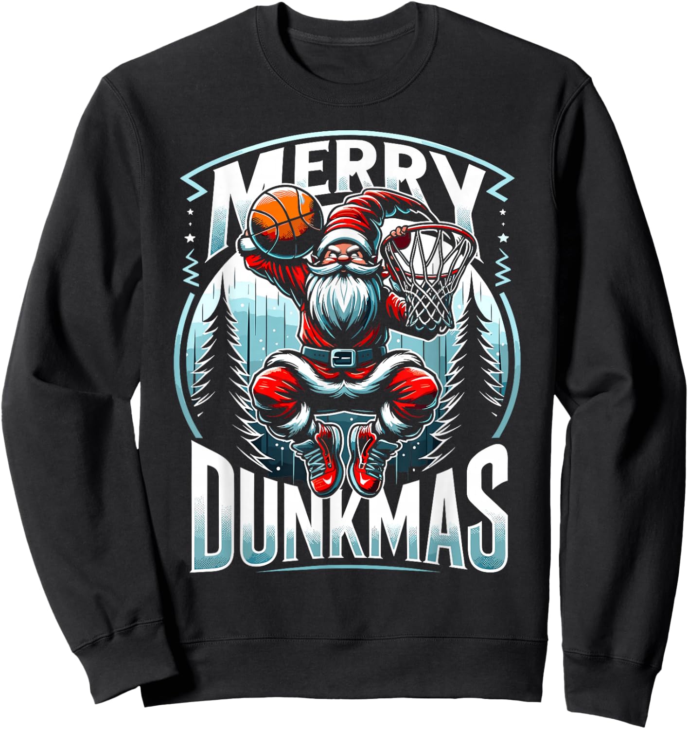 Basketball Gnome Merry Dunkmas, Christmas Basketball Player Sweatshirt - Sweatshirt | Black