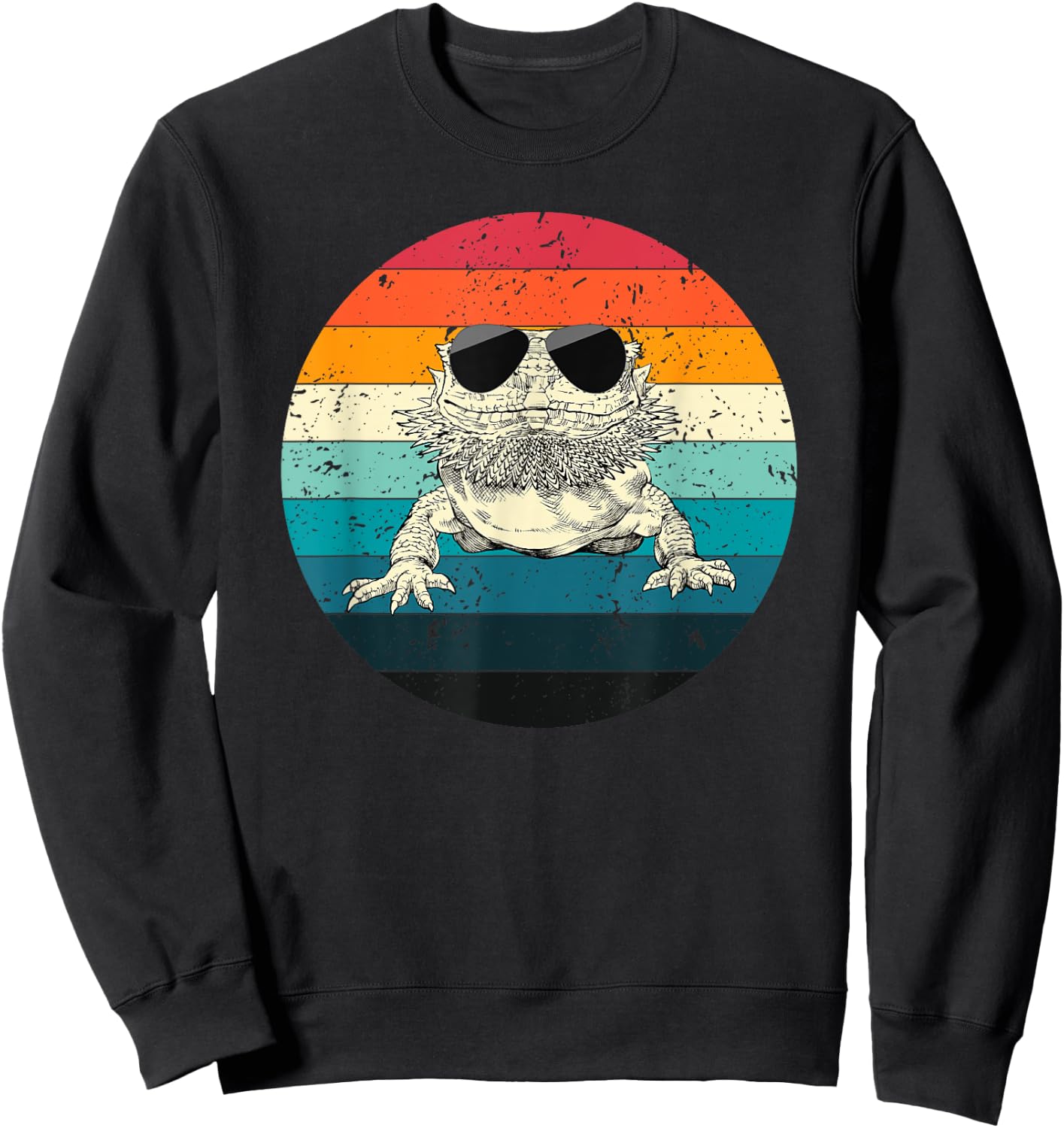 Retro Vintage Bearded Dragon Sunglasses Reptile Animal Lover Sweatshirt - Sweatshirt | Black