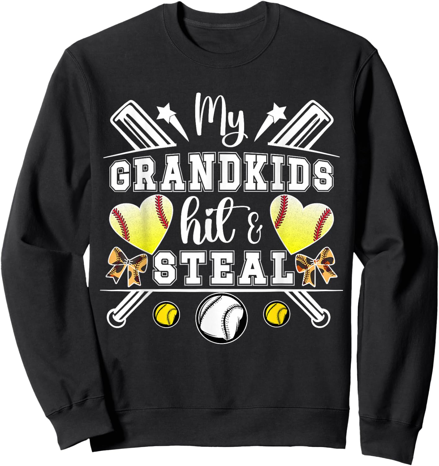 My Grandkids Hit & Steal Baseball Softball Grandma Sweatshirt - Sweatshirt | Black