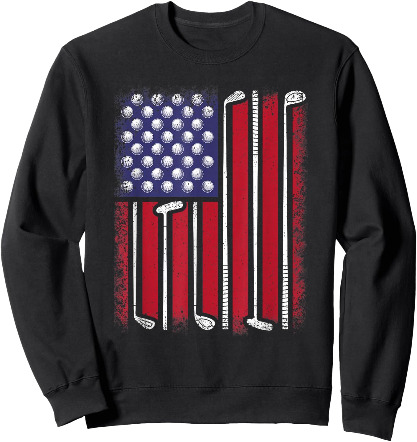 Funny Golf American Flag Golf Player Vintage Golfer Men Boys Sweatshirt - Sweatshirt | Black