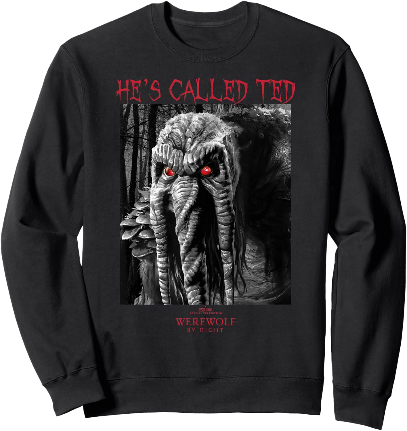 Marvel Werewolf by Night Man-Thing Hes Called Ted Portrait Sweatshirt - Sweatshirt | Black